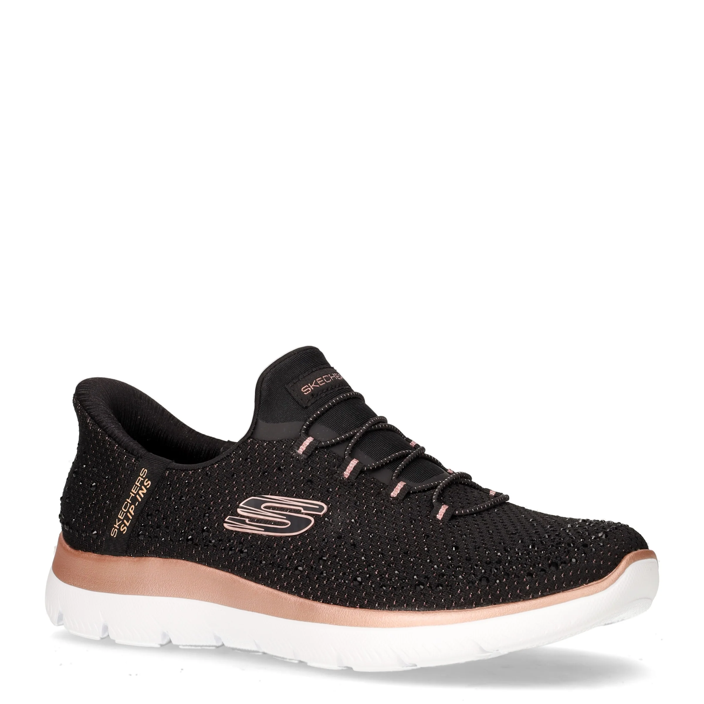 Summits Brilliant Shine sneaker slip ins in tessuto nero oro rosa - Image 2