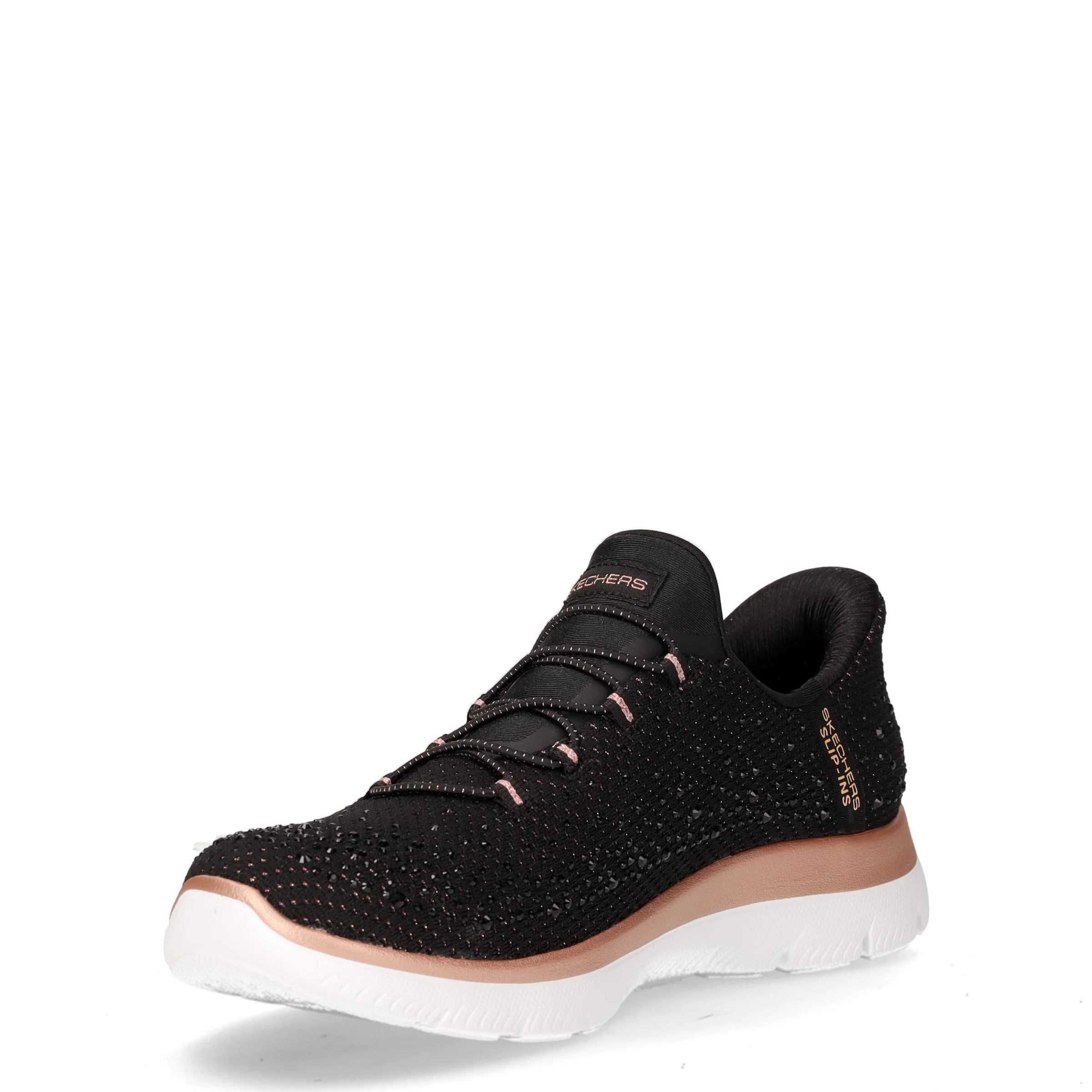 Summits Brilliant Shine sneaker slip ins in tessuto nero oro rosa - Image 3