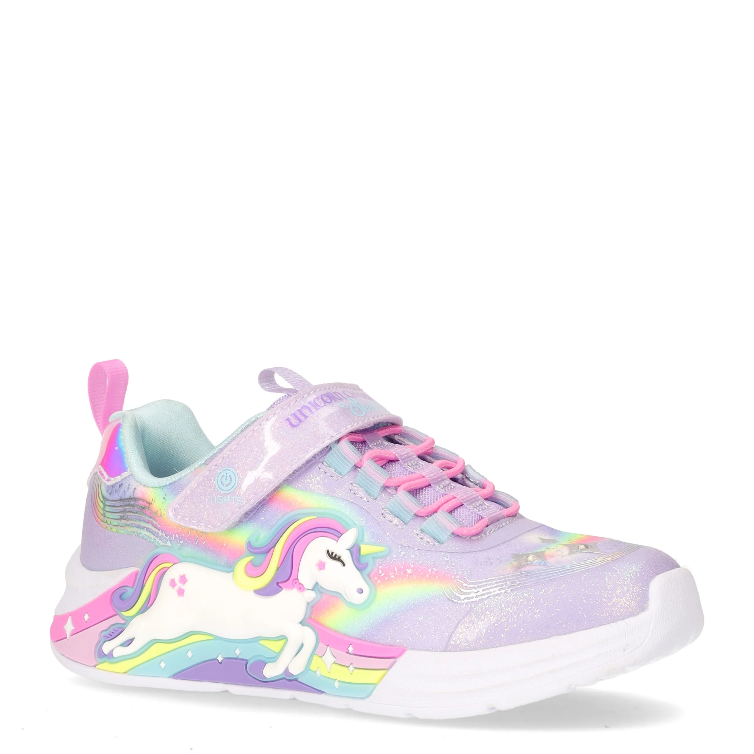 Unicorn chaser sneaker da bambina con luci in ecopelle lavanda - Image 2