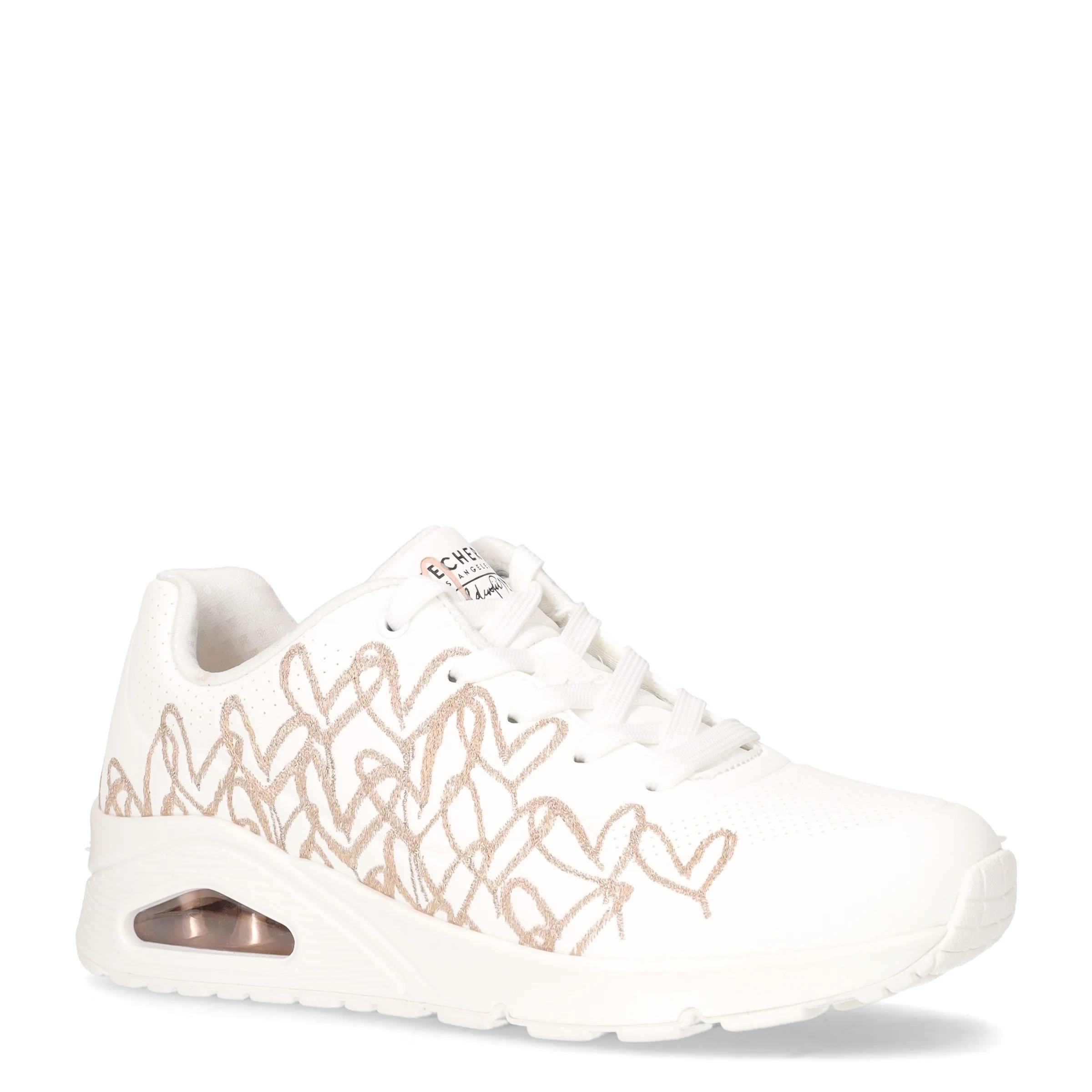 Uno Golden Heart sneaker in ecopelle bianco oro rosa - Image 2