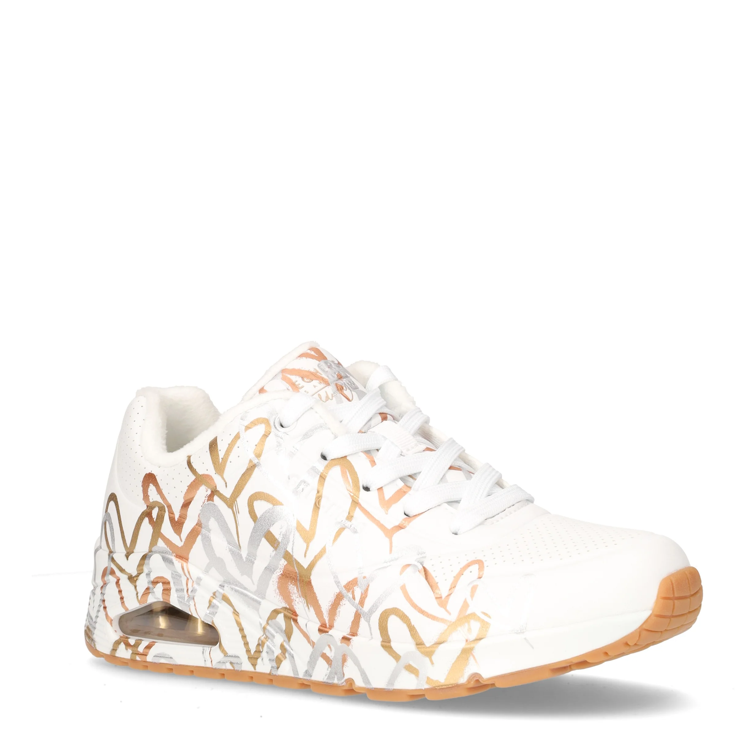 Uno Metallic love sneaker in ecopelle bianco oro - Image 2