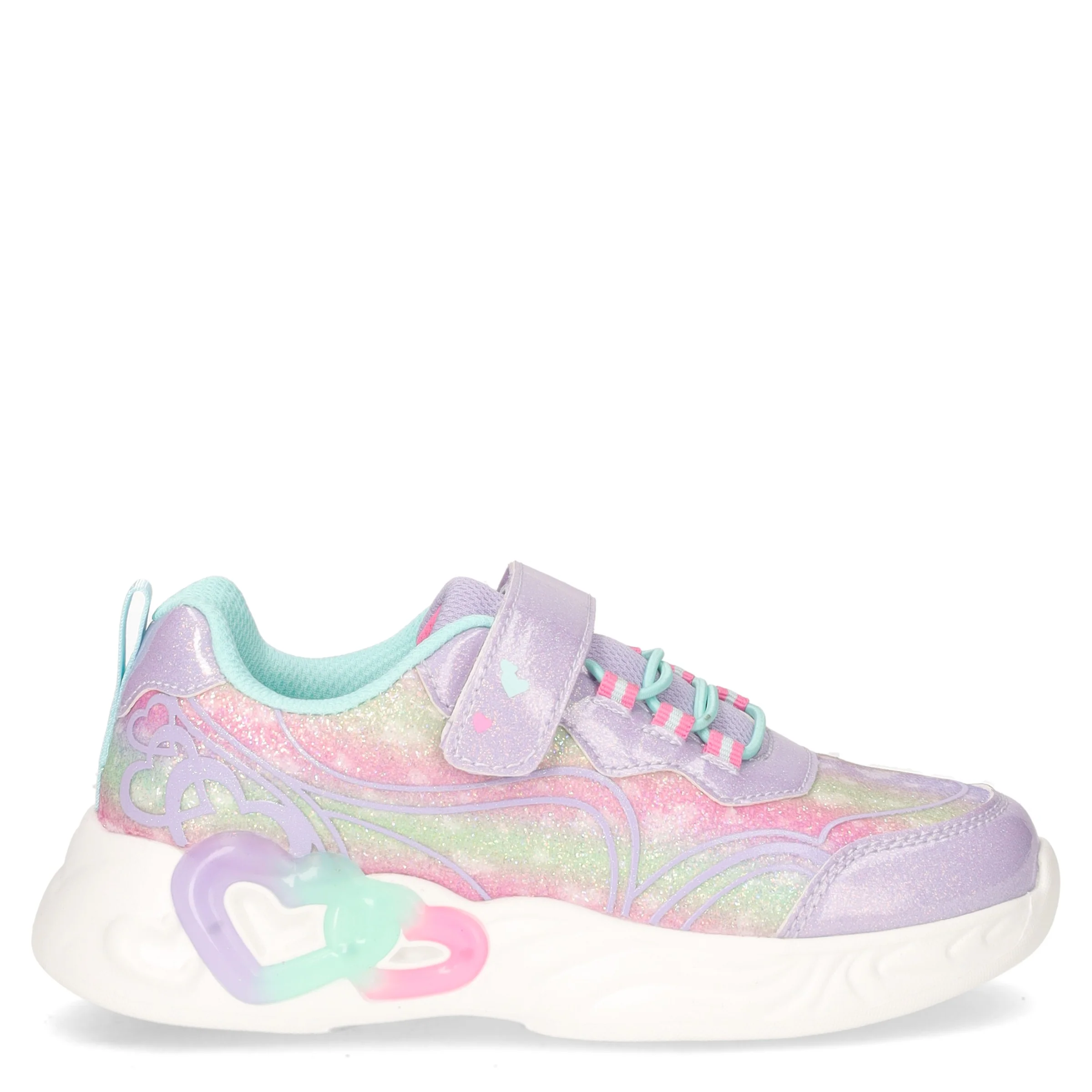 Sneaker in tessuto con luci bambina lilla
