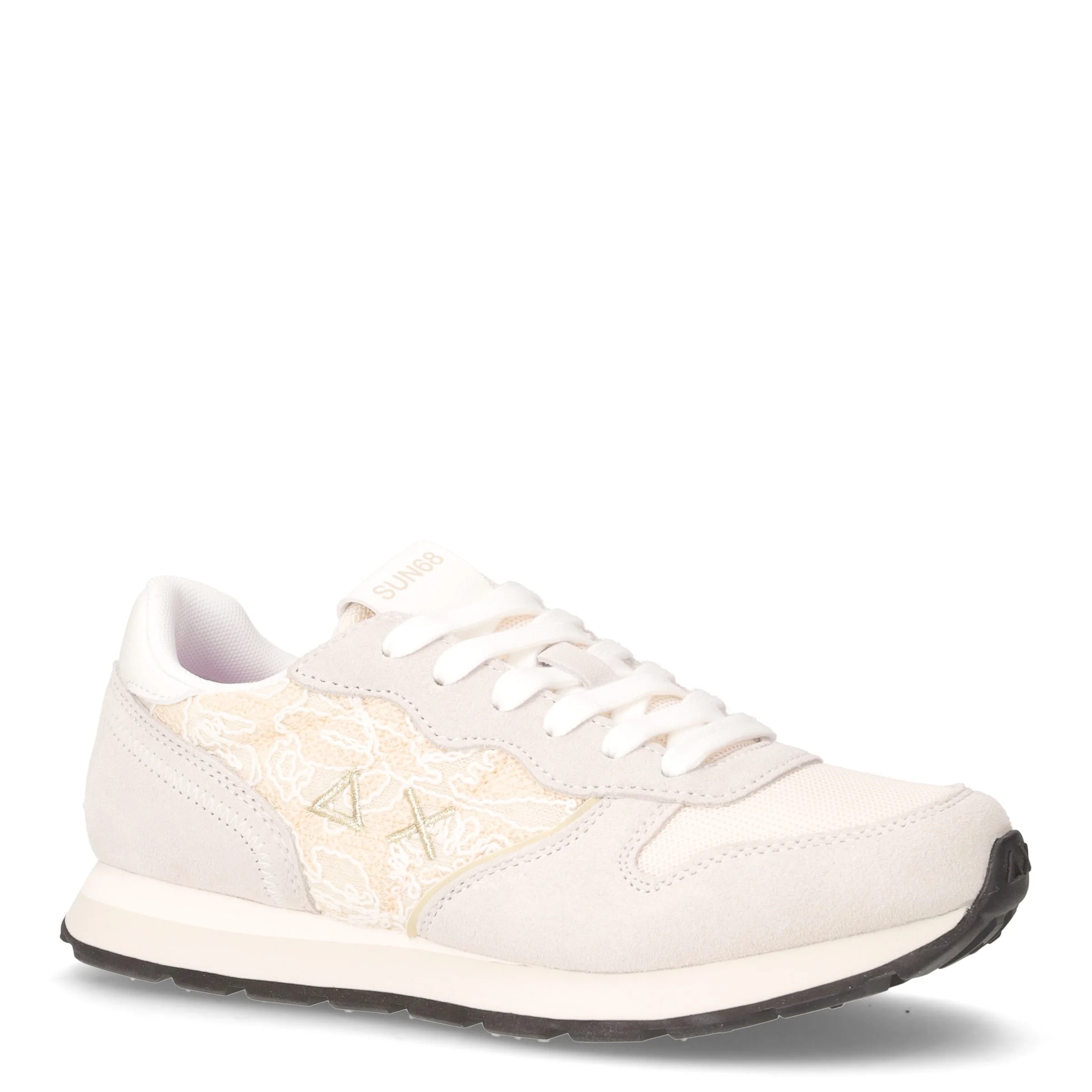 Ally Flower Mesh sneaker bambina in pelle e tessuto bianco panna - Image 2