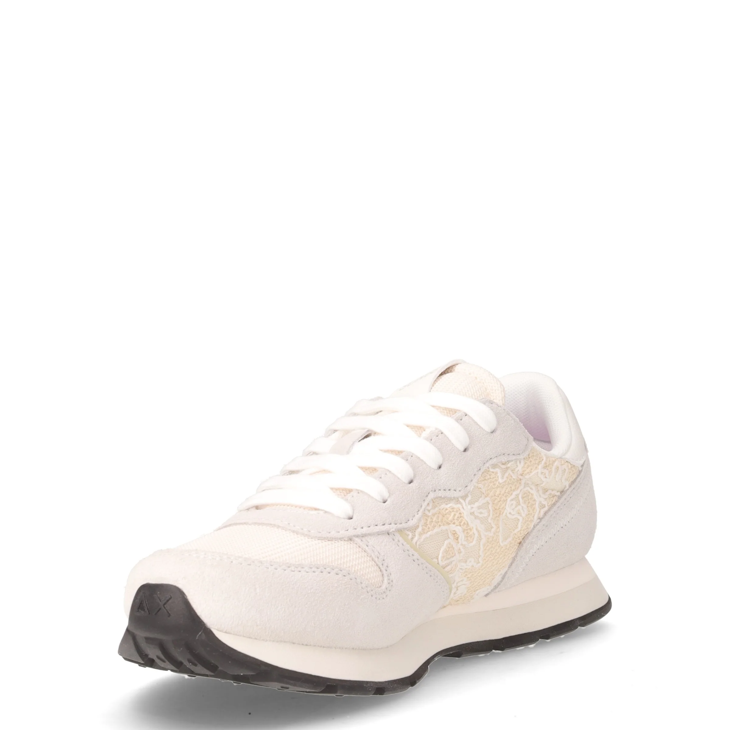 Ally Flower Mesh sneaker bambina in pelle e tessuto bianco panna - Image 3