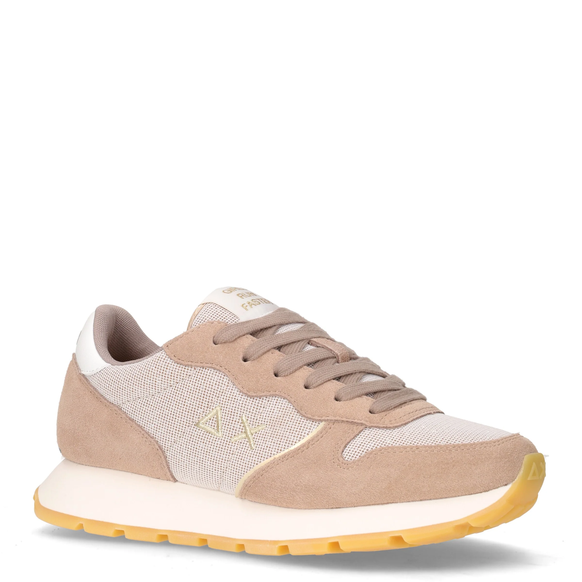 Ally Glitter sneaker in pelle e tessuto pietra marrone - Image 2
