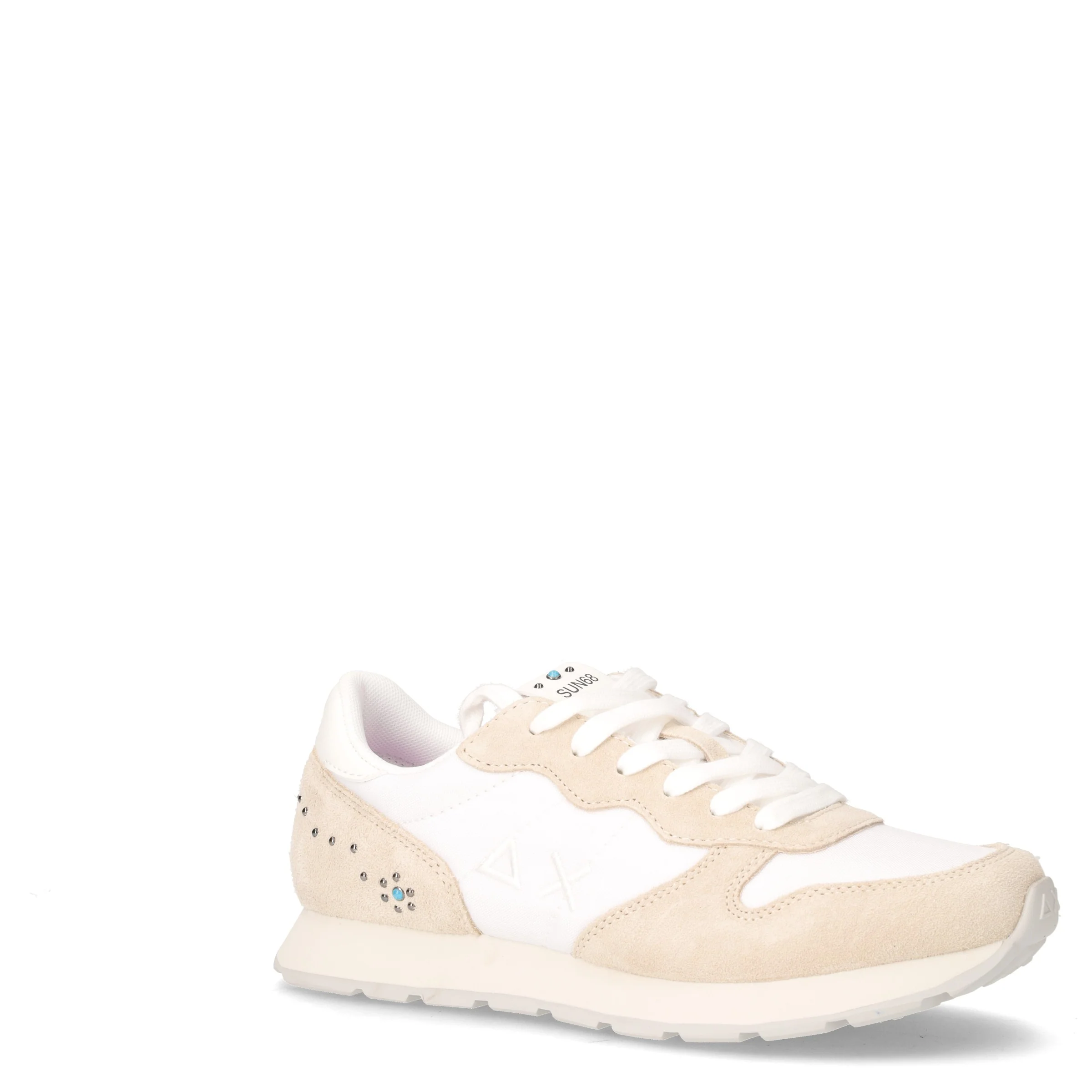 Ally Studs sneaker bambina in pelle e tessuto bianco beige - Image 2