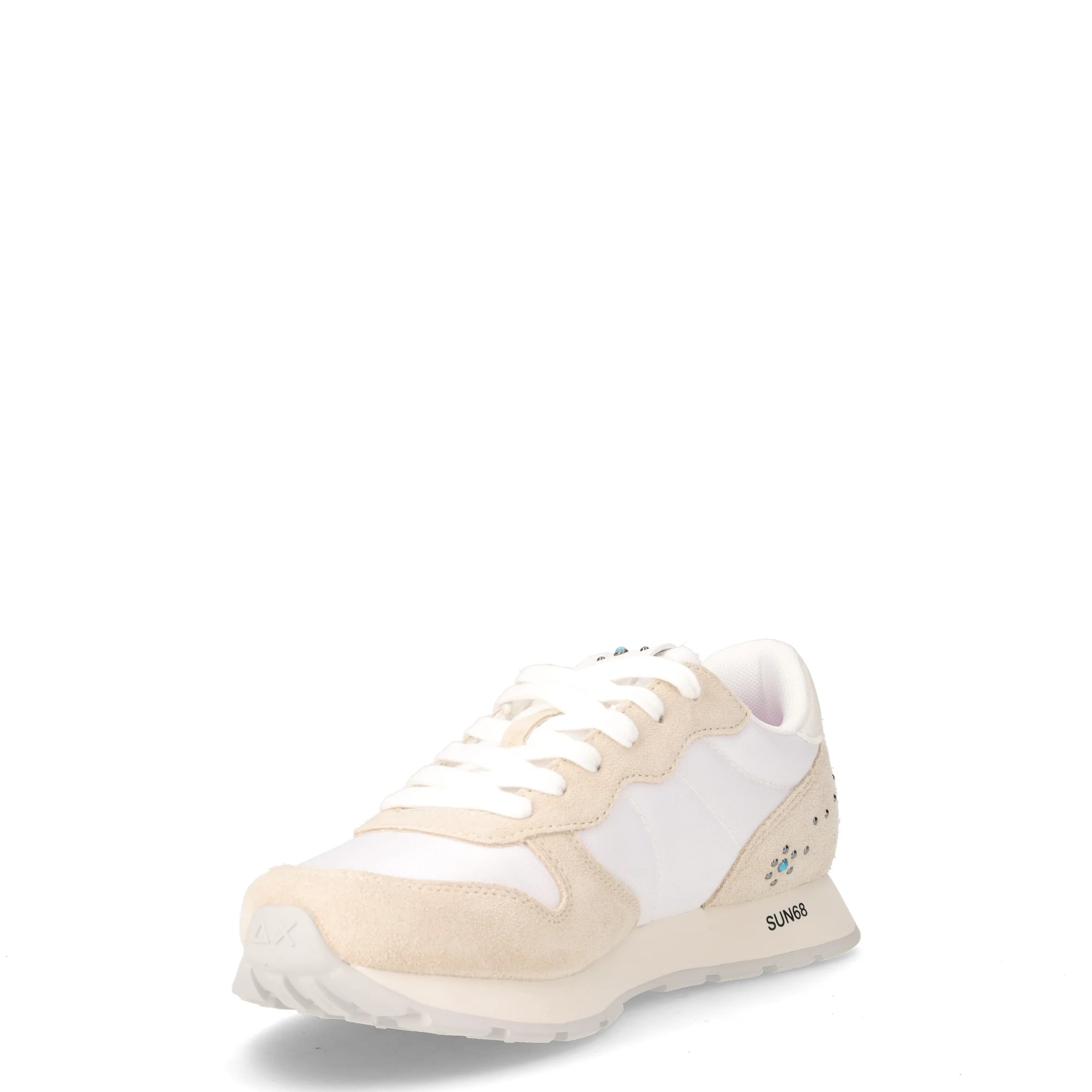 Ally Studs sneaker bambina in pelle e tessuto bianco beige - Image 3