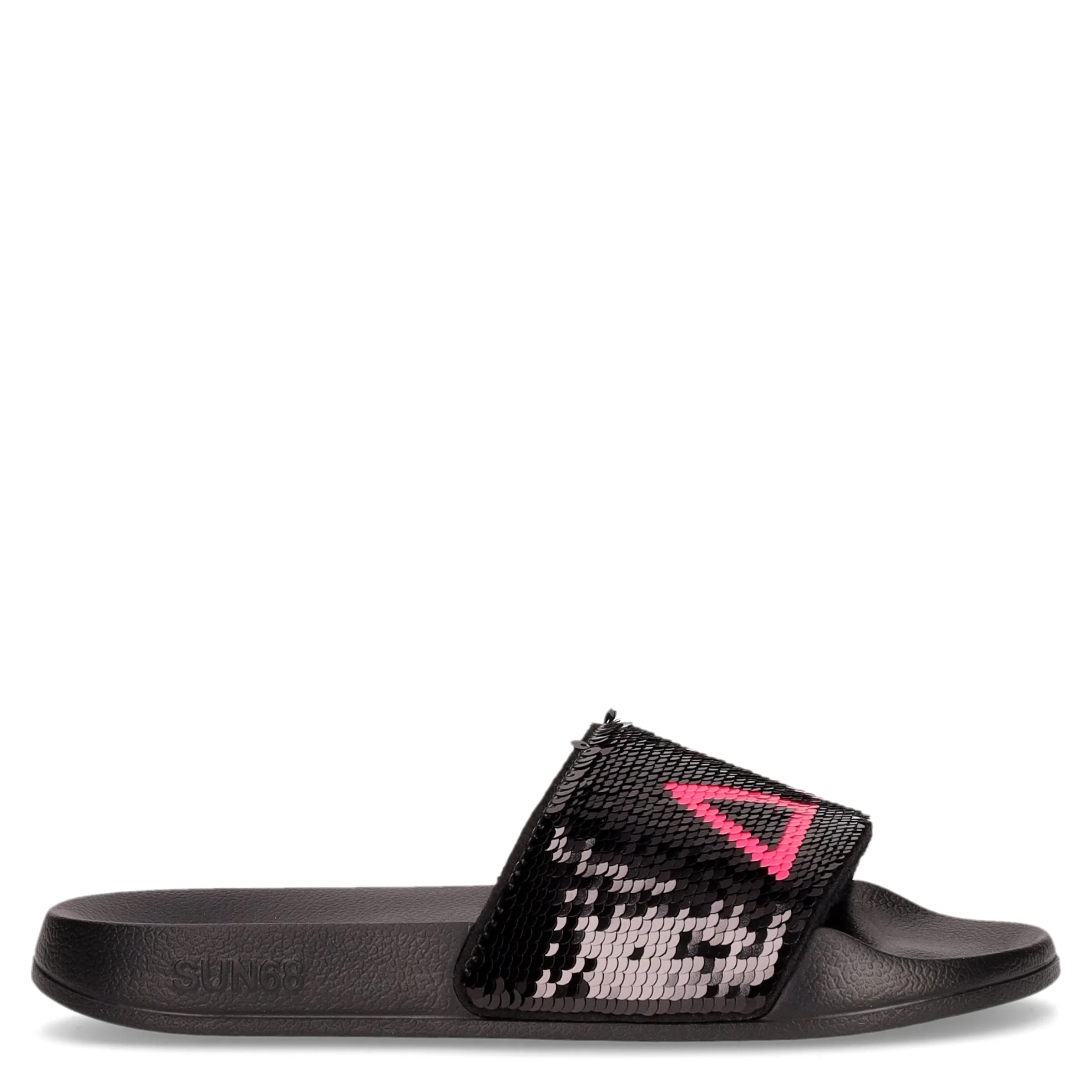 Slippers Beach Sequin ciabatta di gomma nero fuxia