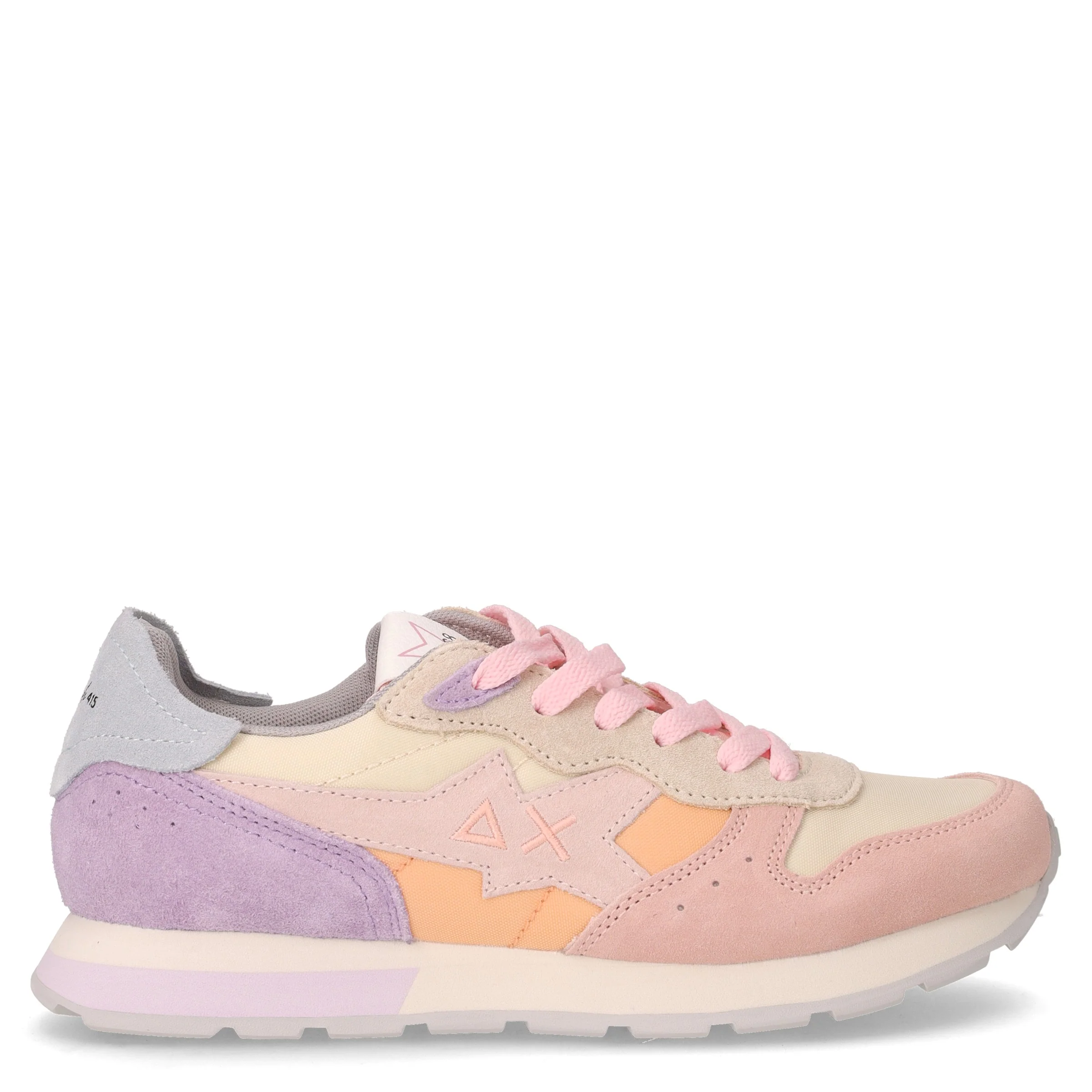 Stargirl Mix Colors sneaker bambina in pelle e tessuto bianco panna