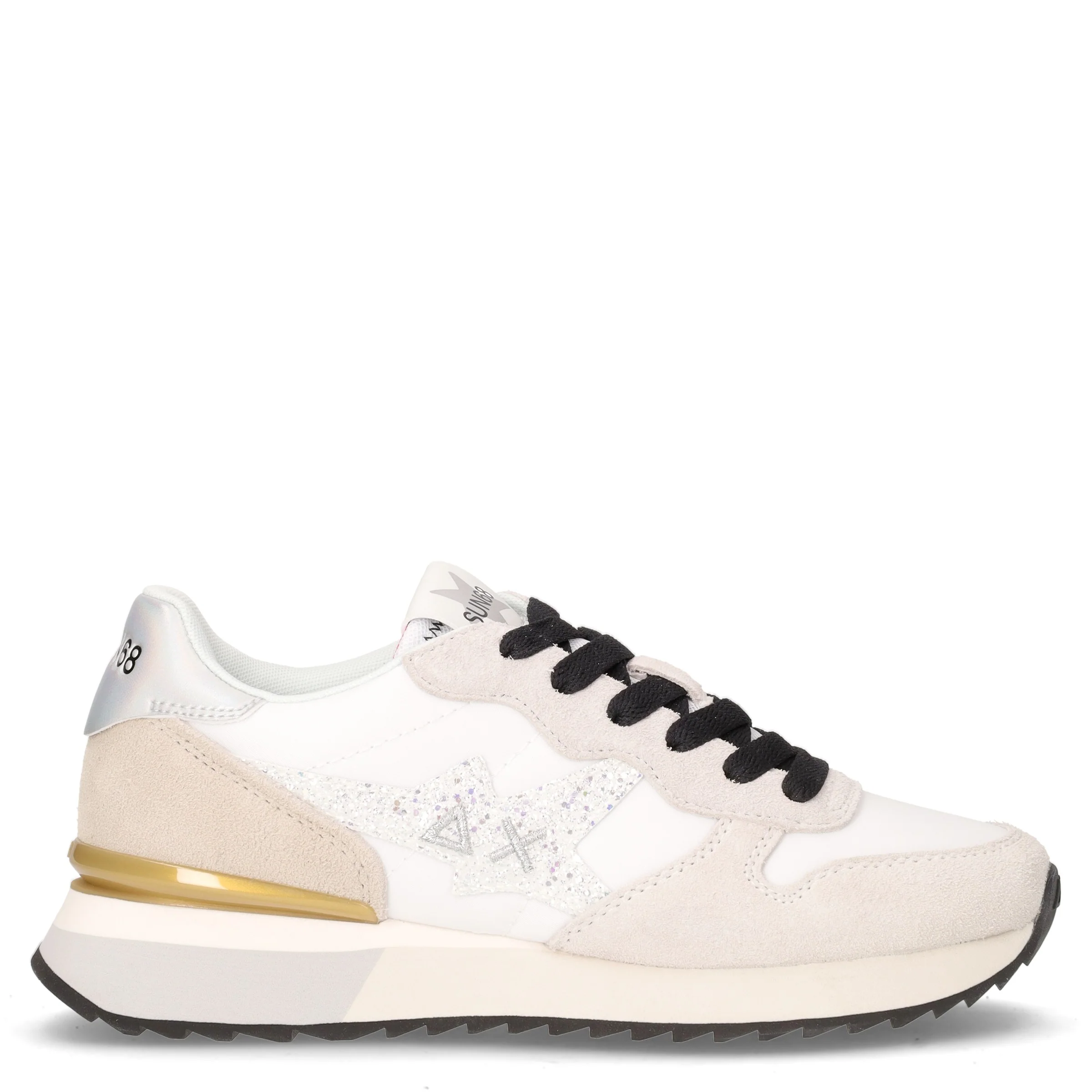 Starlight Glitter Logo sneaker in pelle e tessuto bianco grigio