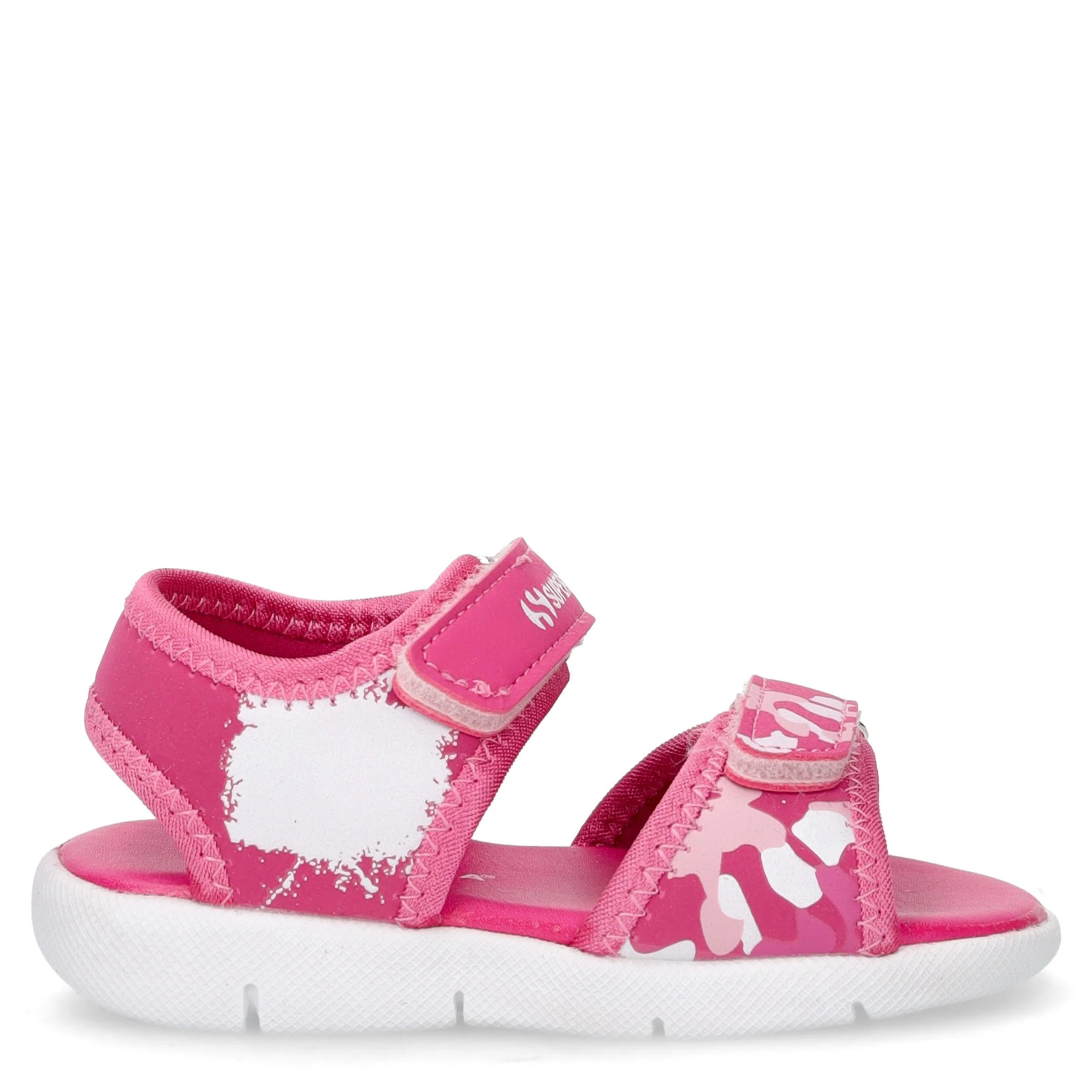 Sandalo in tessuto ed ecopelle bambina fuxia
