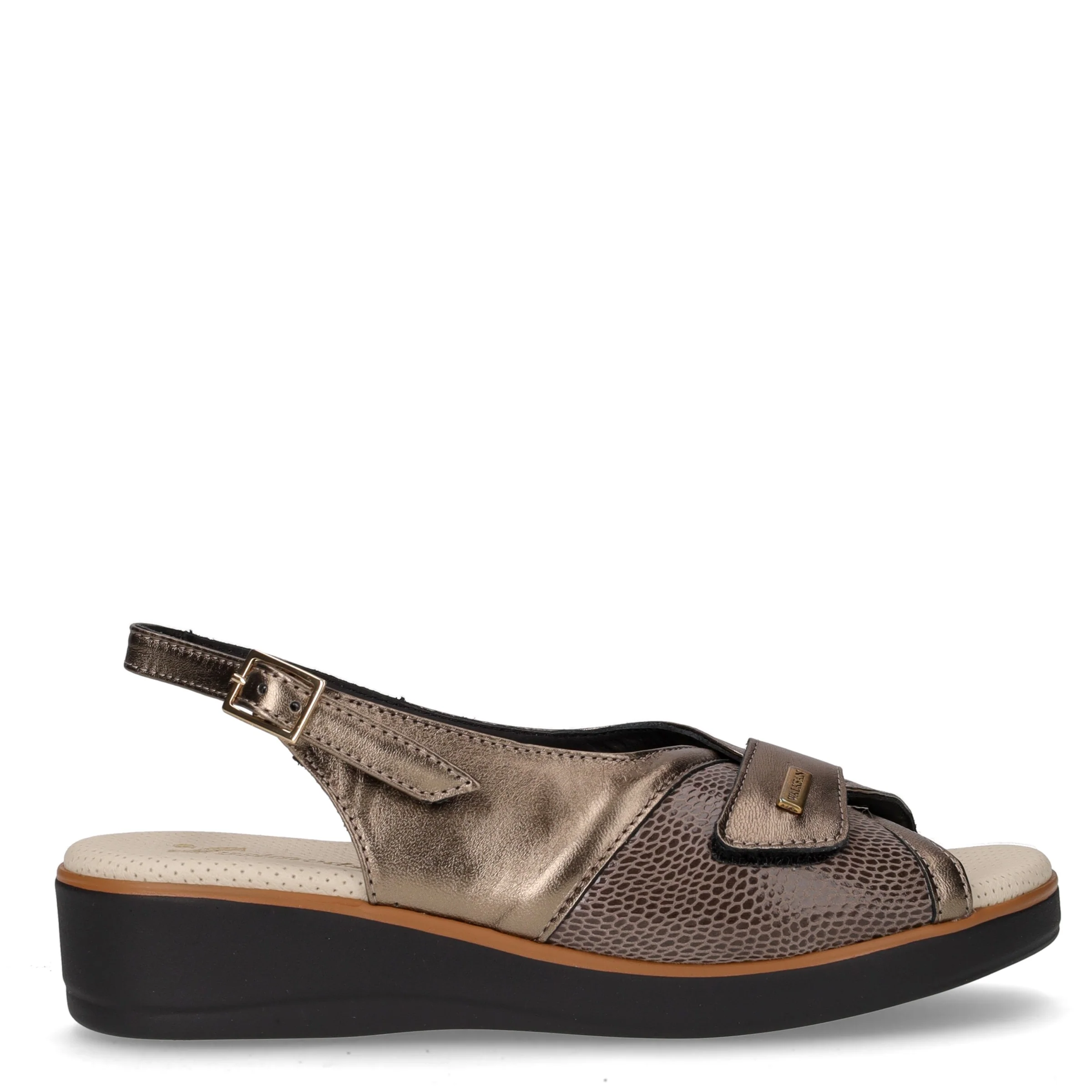 Sandalo comfort in pelle peltro