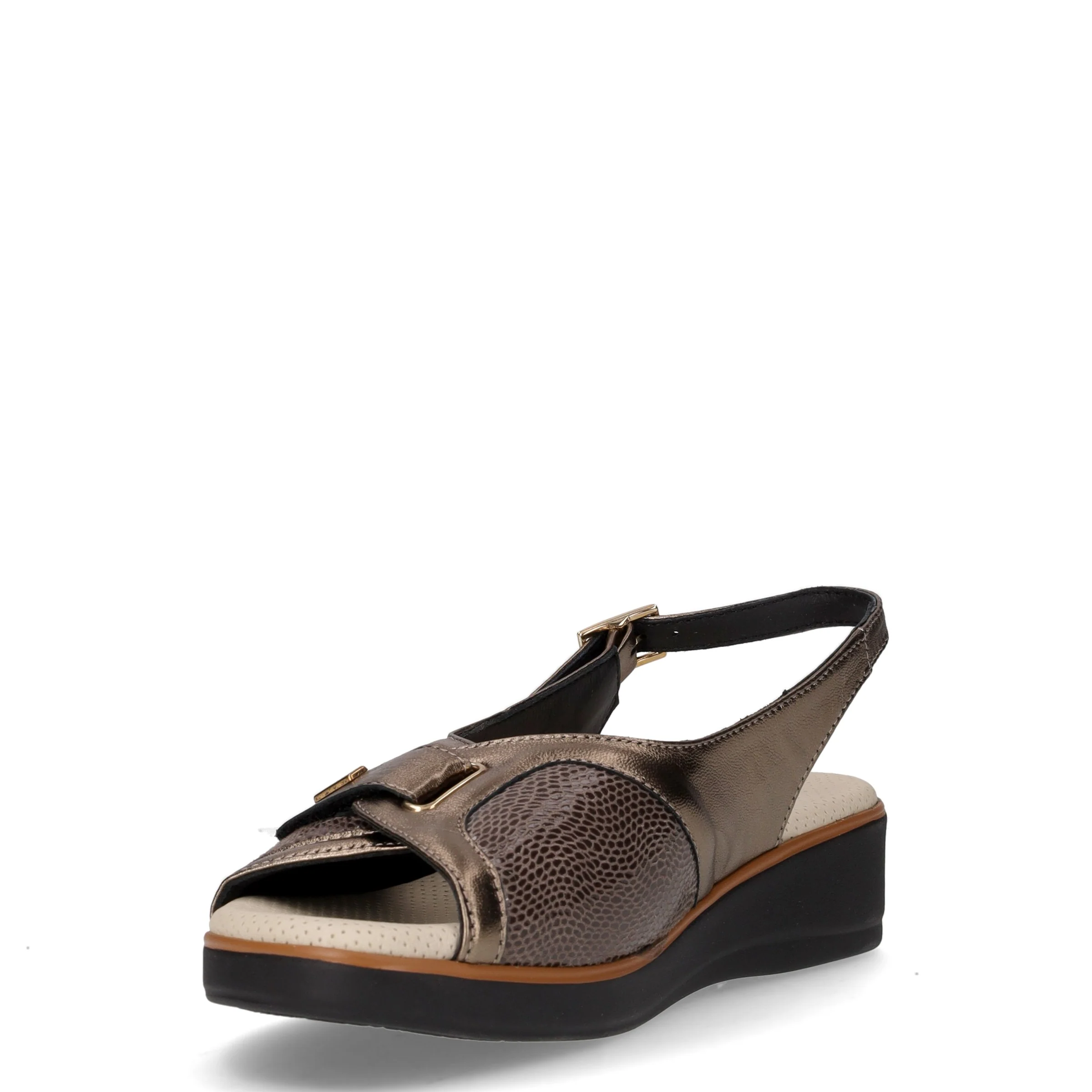 Sandalo comfort in pelle peltro - Image 3