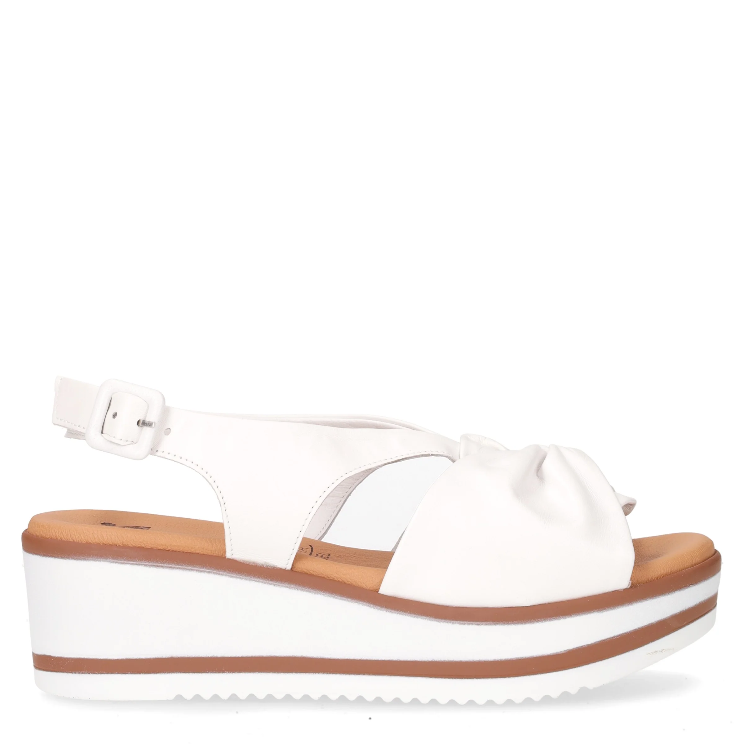 Sandalo con zeppa in pelle bianco