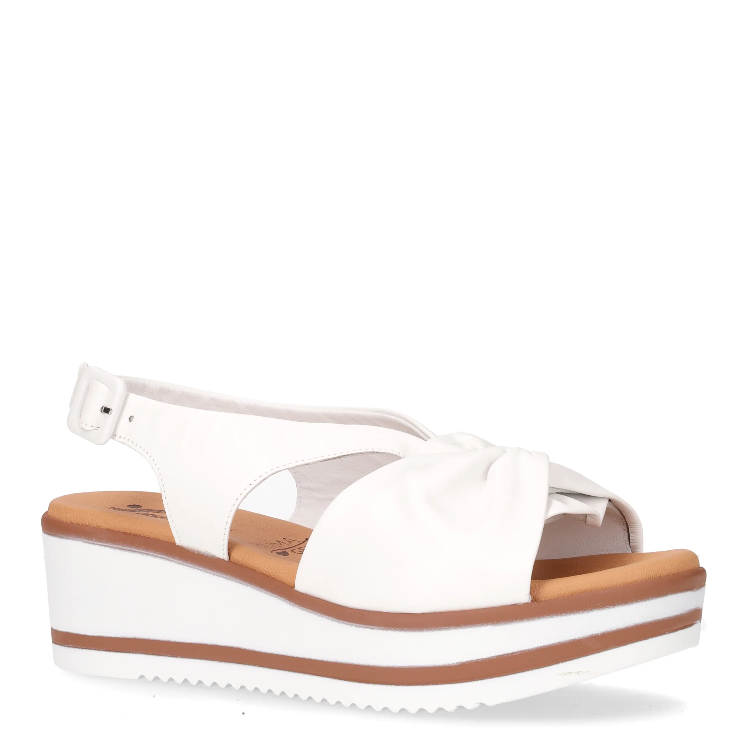 Sandalo con zeppa in pelle bianco - Image 2