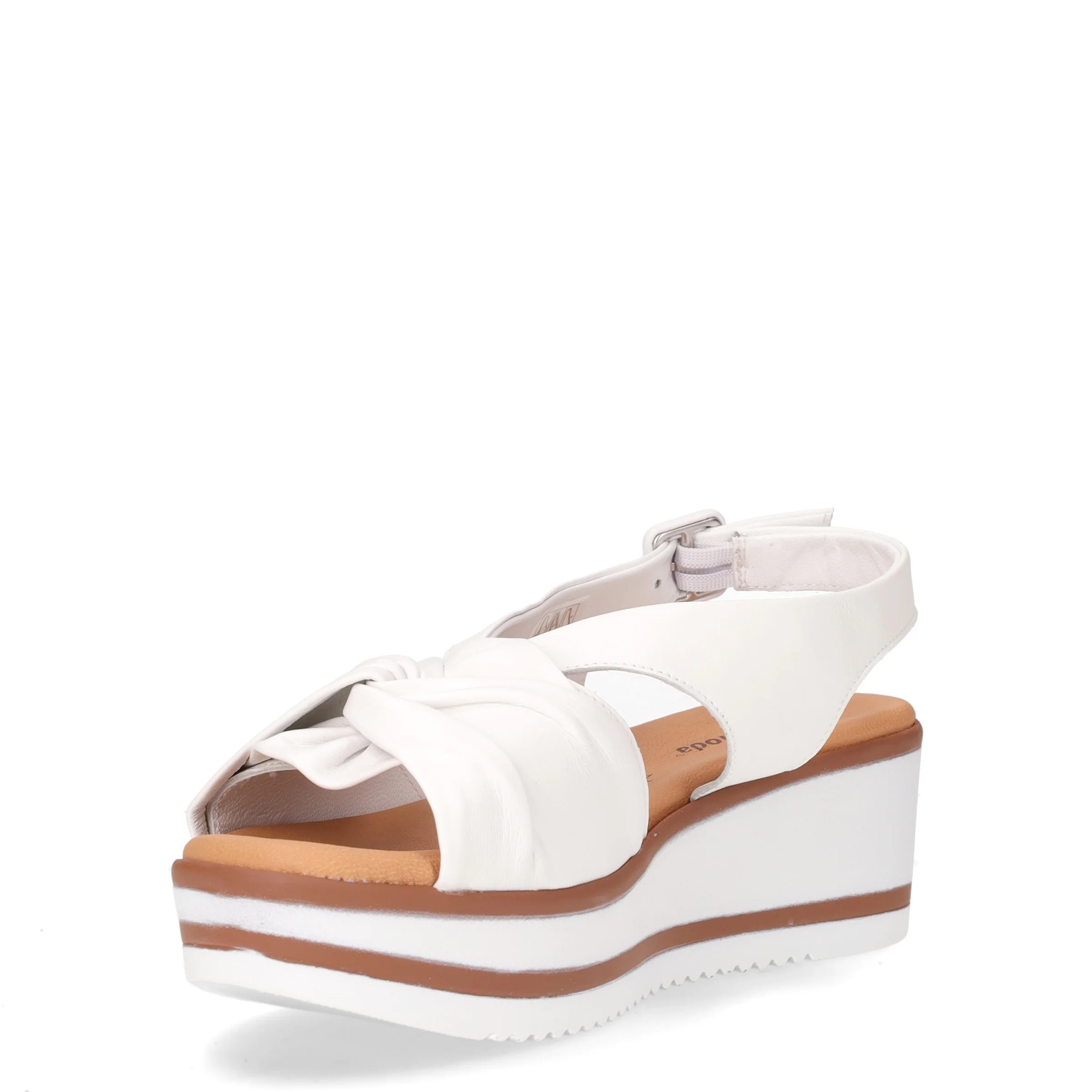 Sandalo con zeppa in pelle bianco - Image 3