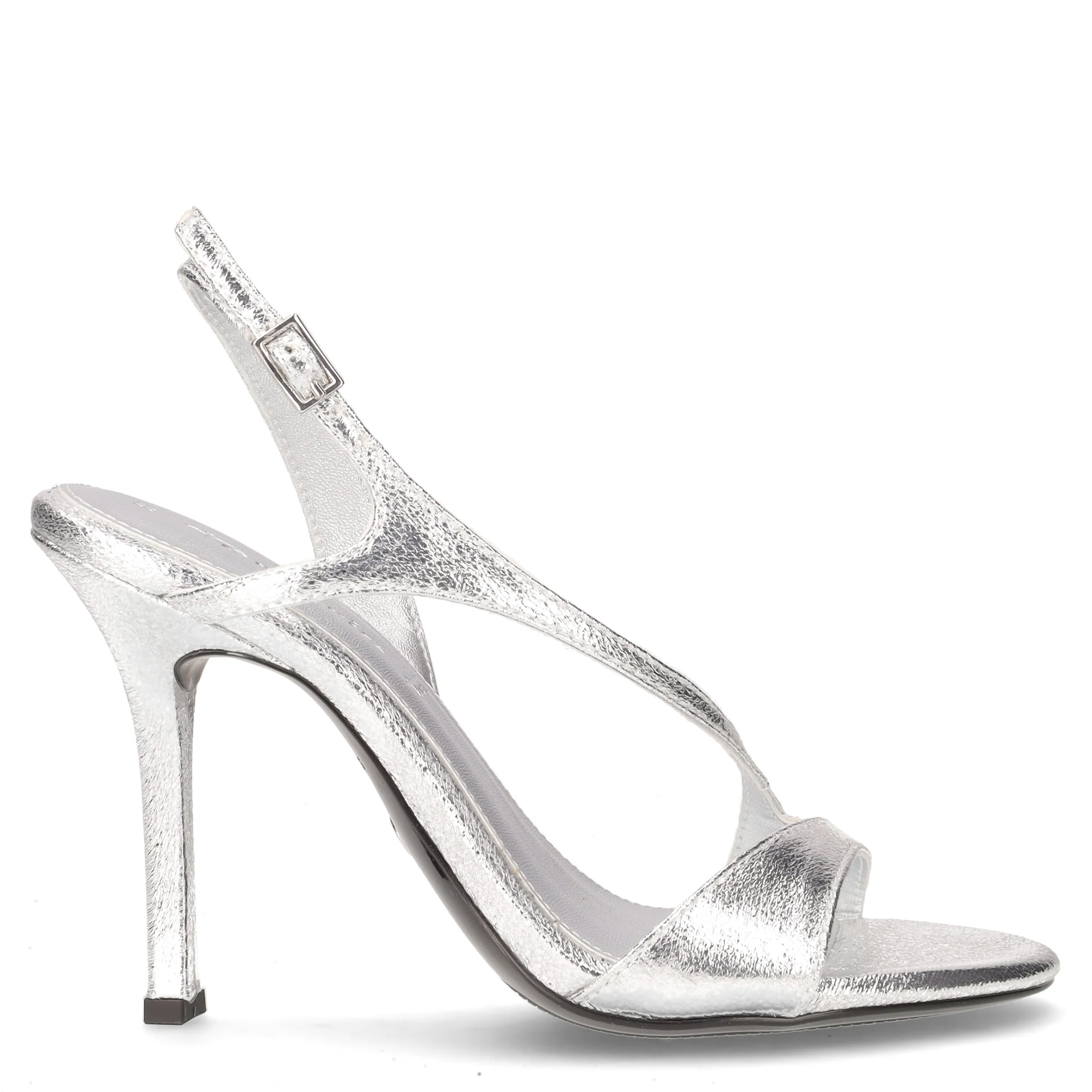 Sandalo in ecopelle con tacco argento