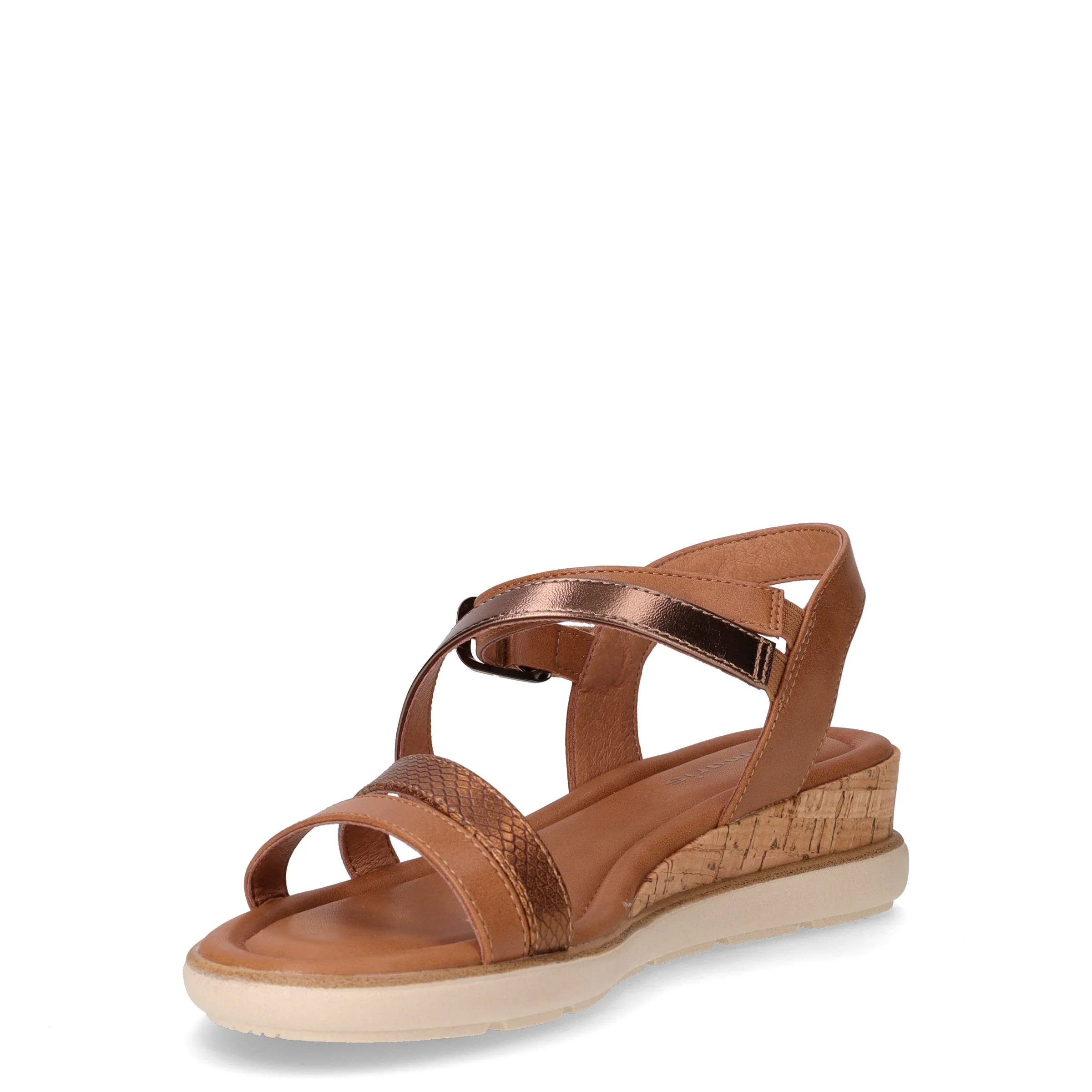 Sandalo in ecopelle con zeppa cognac - Image 3