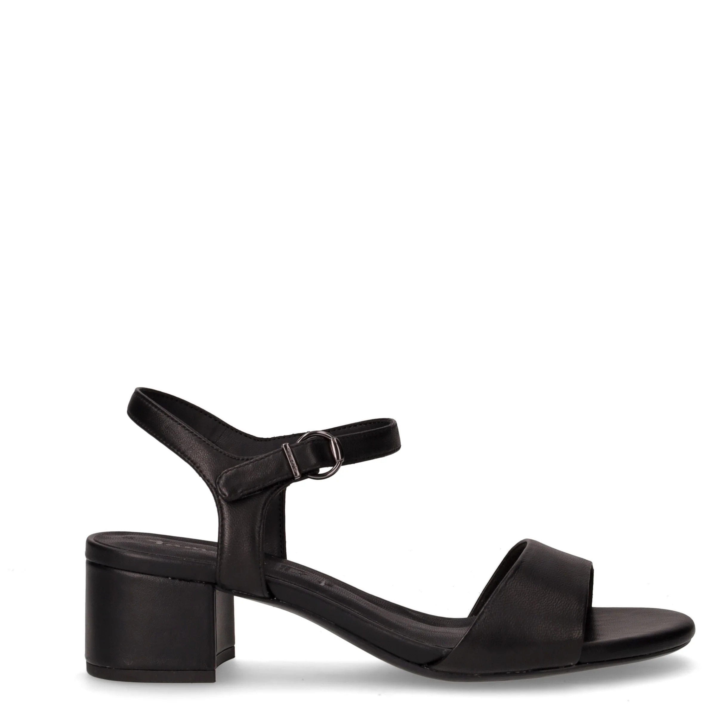 Sandalo in pelle con tacco nero