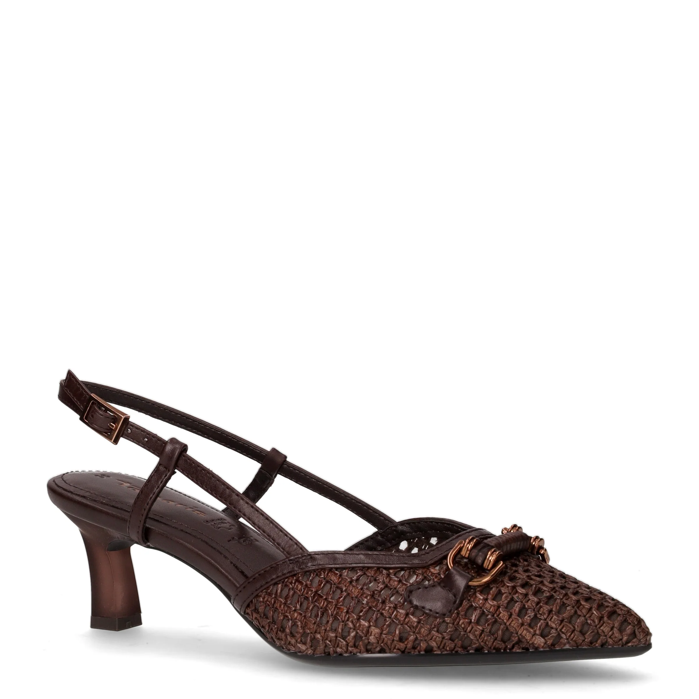 Slingback con tacco in pelle mocca - Image 2