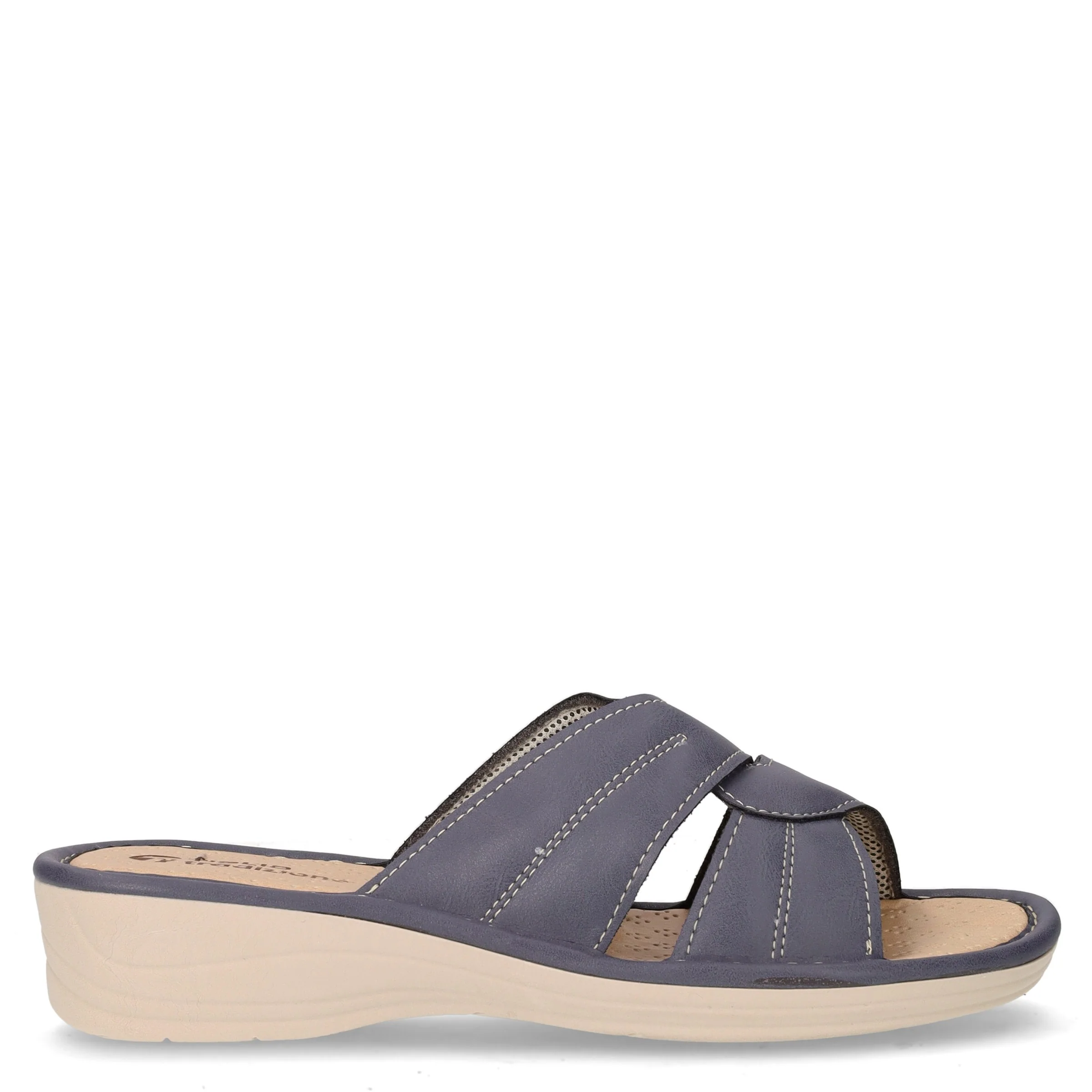 Ciabatta in ecopelle blu