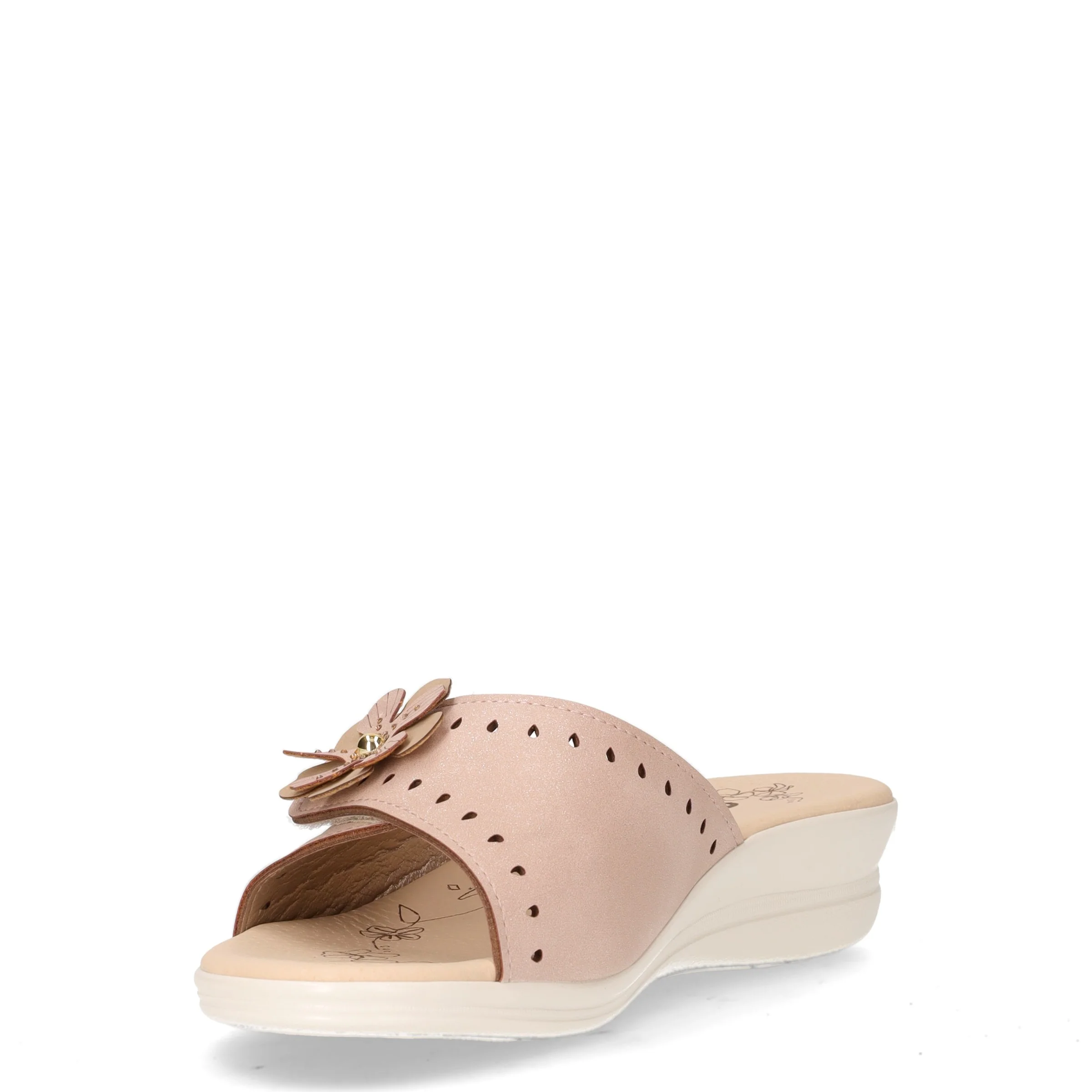 Ciabatta in ecopelle con zeppa beige - Image 3