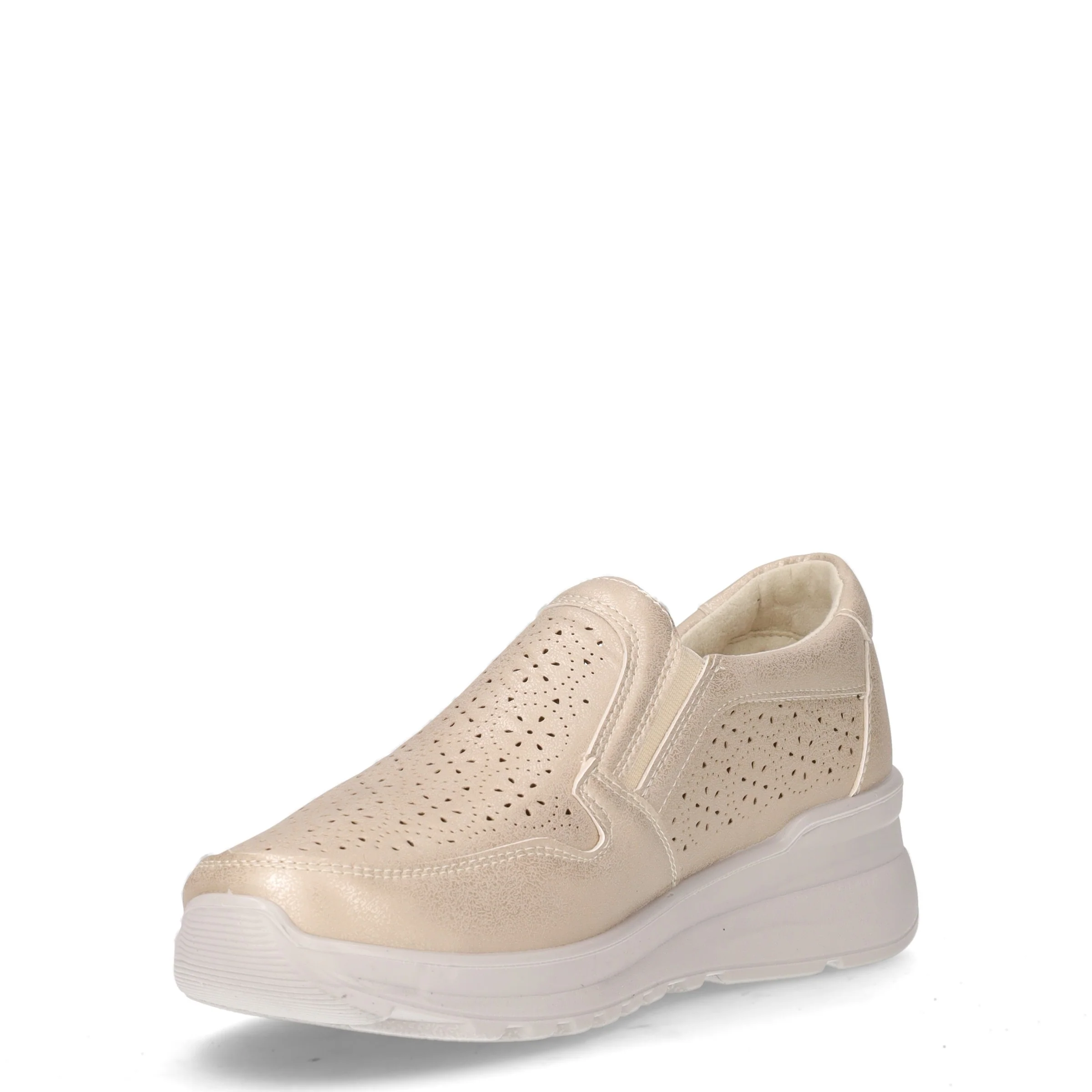 Mocassino sportivo in ecopelle con zeppa platino - Image 3