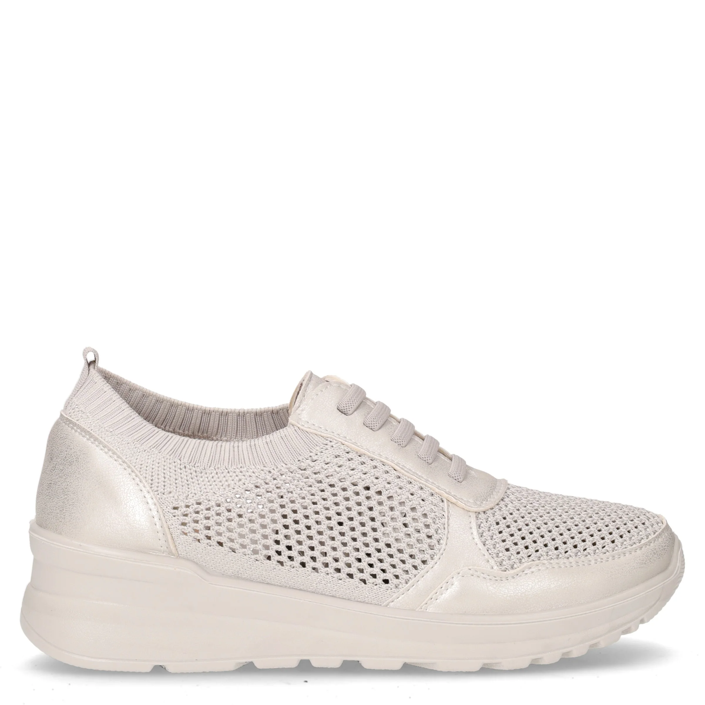 Sneaker slip on in tessuto ed ecopelle argento