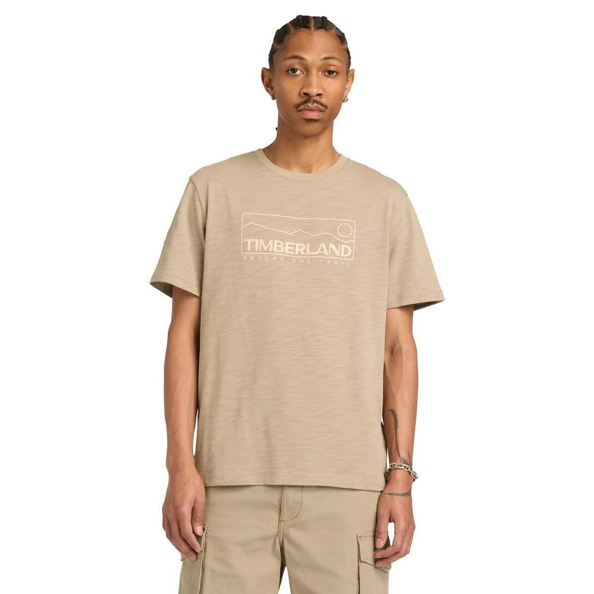 OUTLINED GRAPHIC SS TEE t-shirt in cotone beige