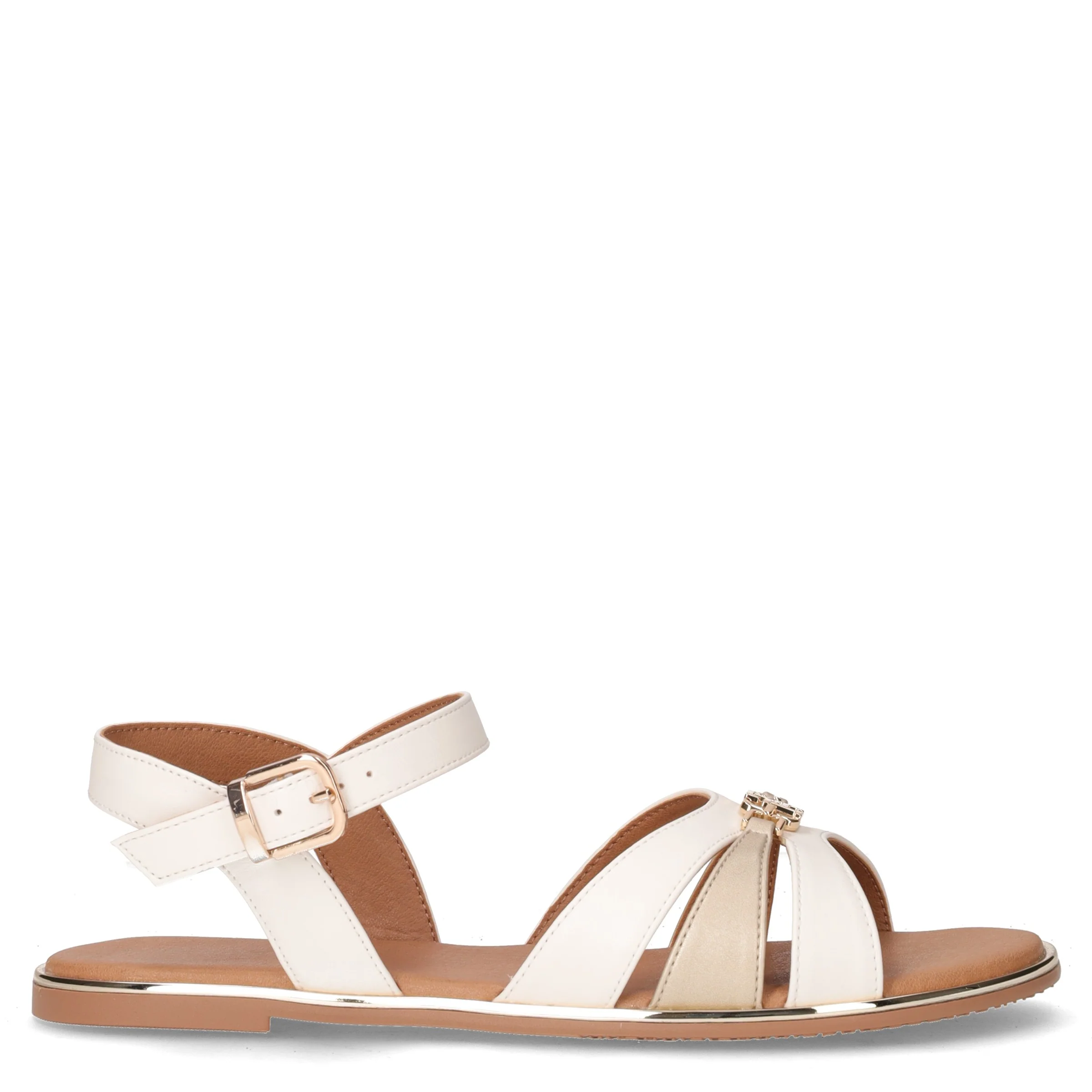 Sandalo bambina in ecopelle bianco platino