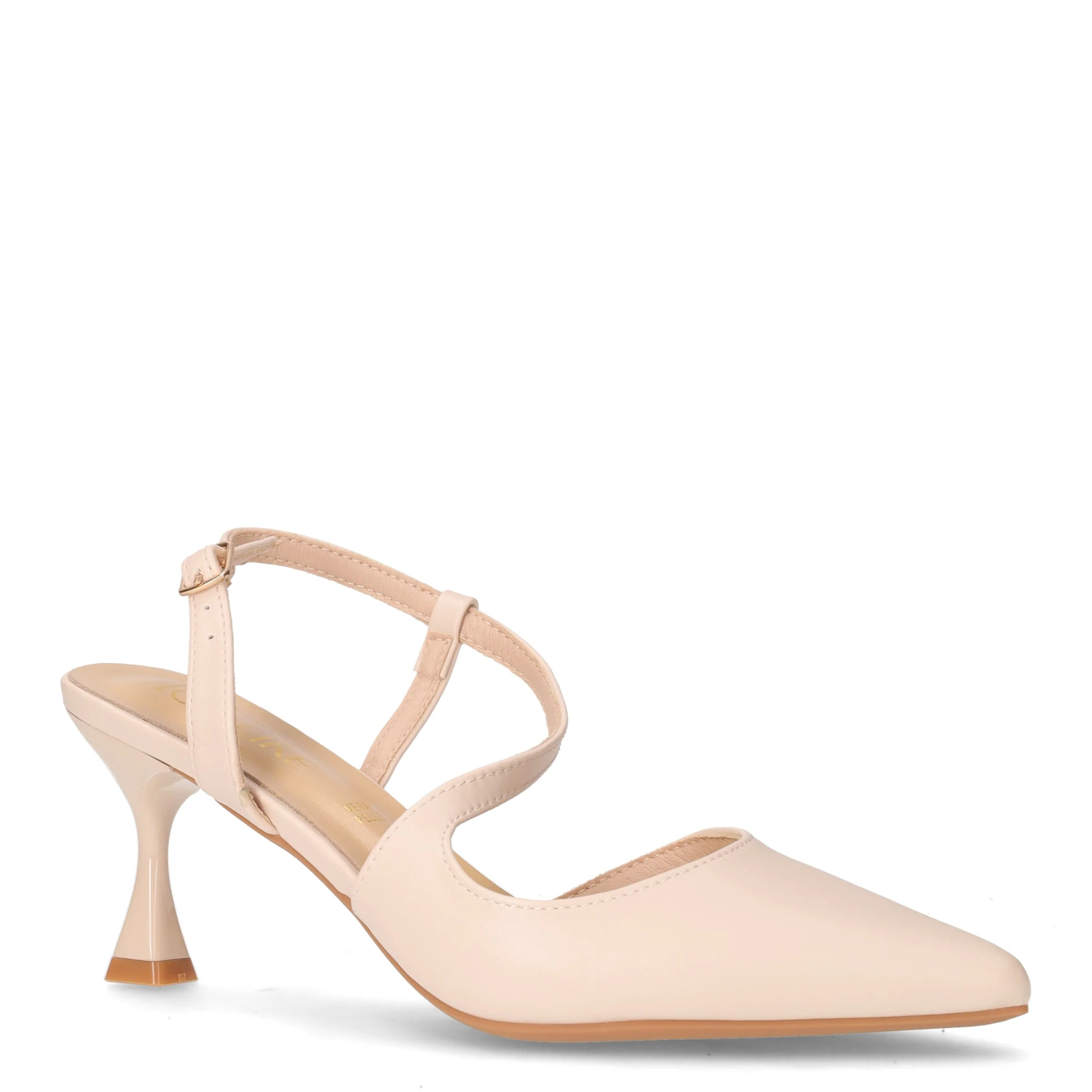 Sandalo con tacco a punta in ecopelle beige - Image 2