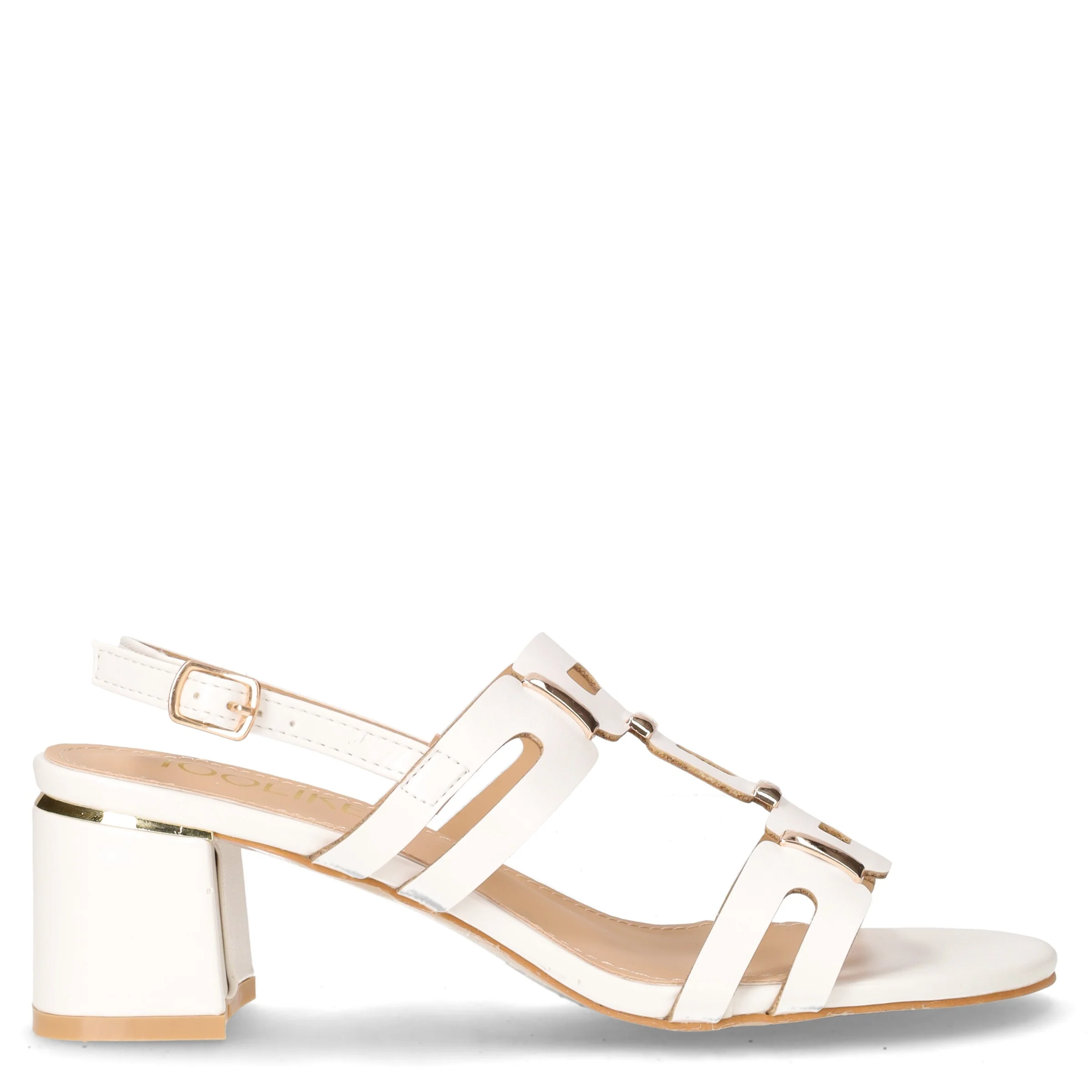 Sandalo con tacco in ecopelle bianco