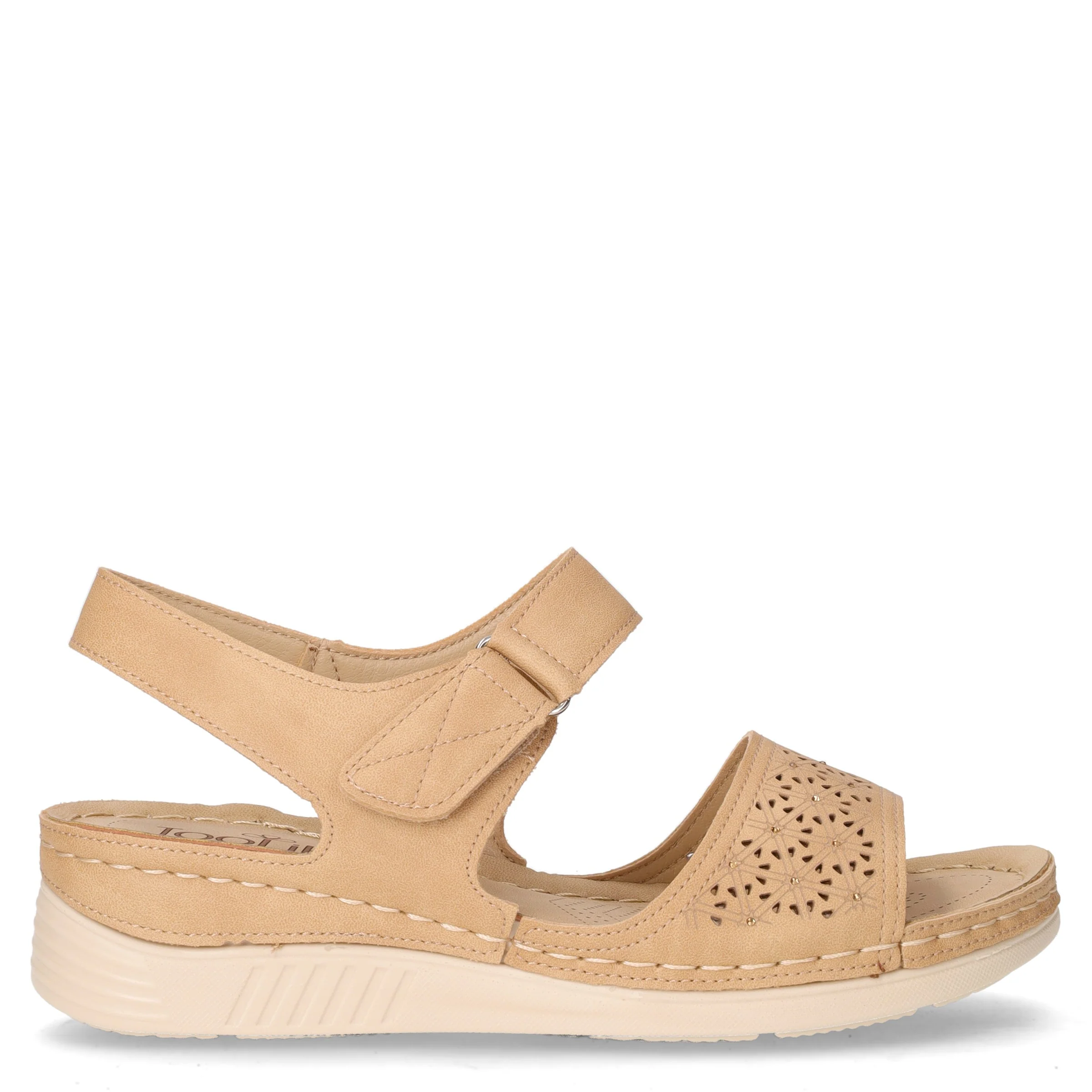 Sandalo in ecopelle con strappo beige