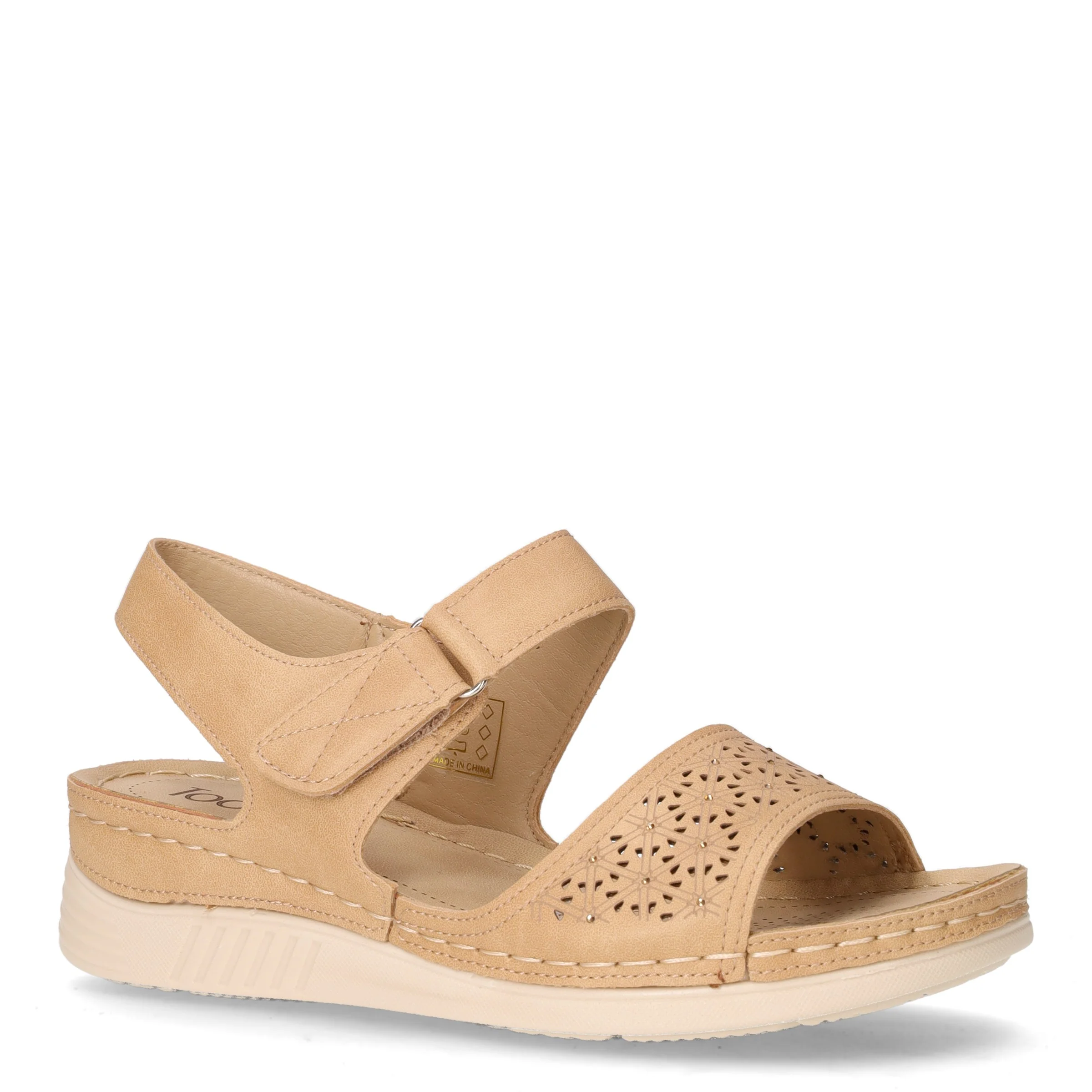 Sandalo in ecopelle con strappo beige - Image 2