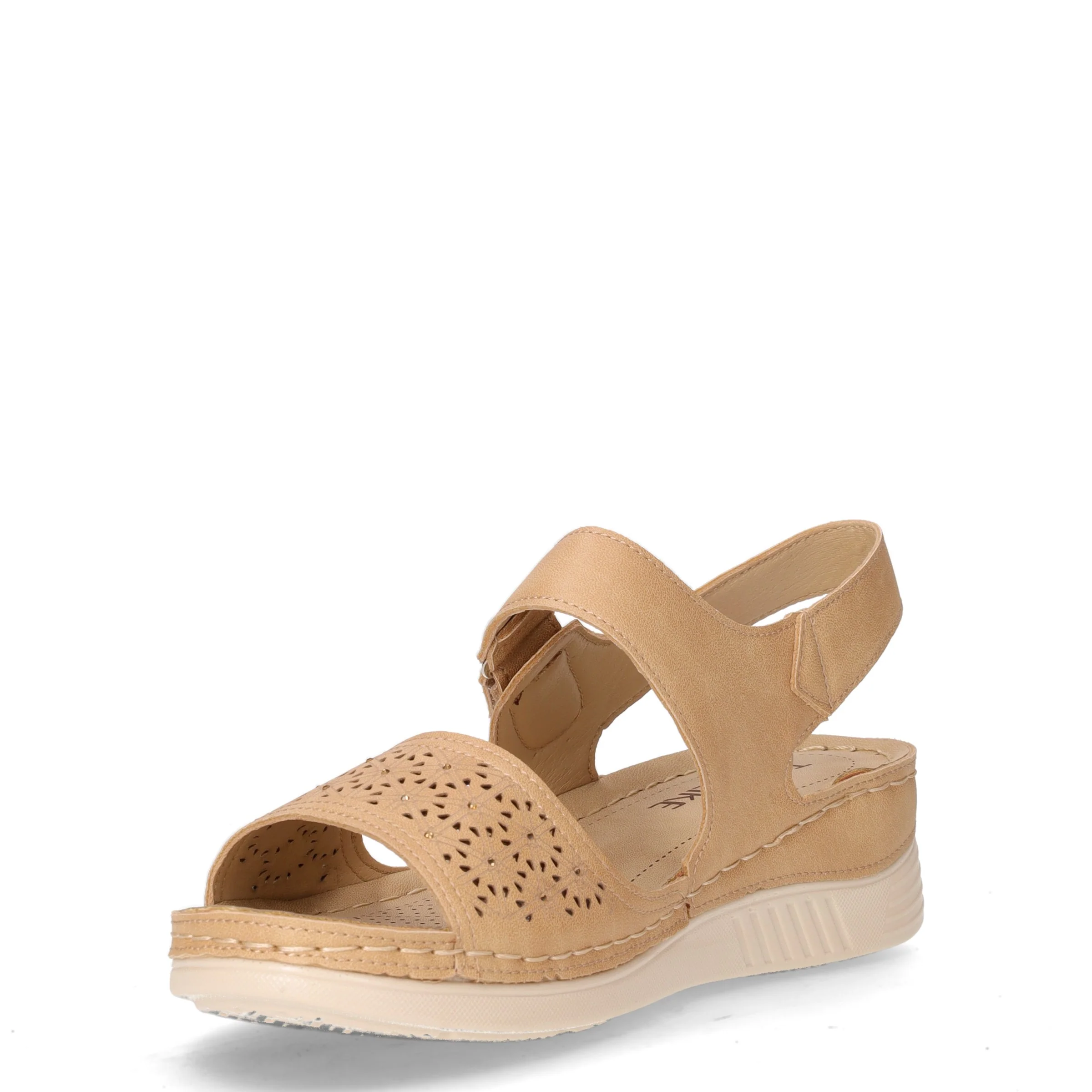 Sandalo in ecopelle con strappo beige - Image 3