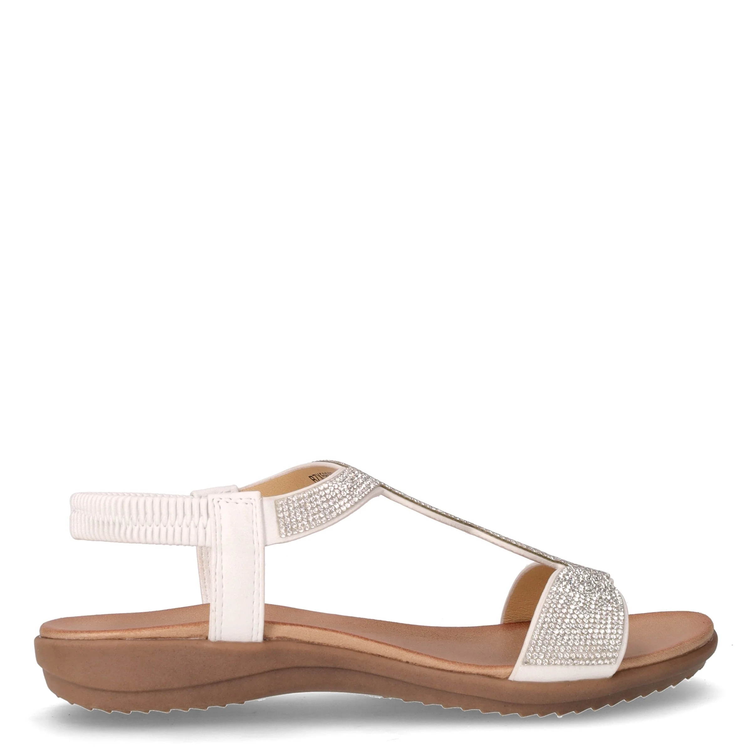 Sandalo in ecopelle con strass bianco