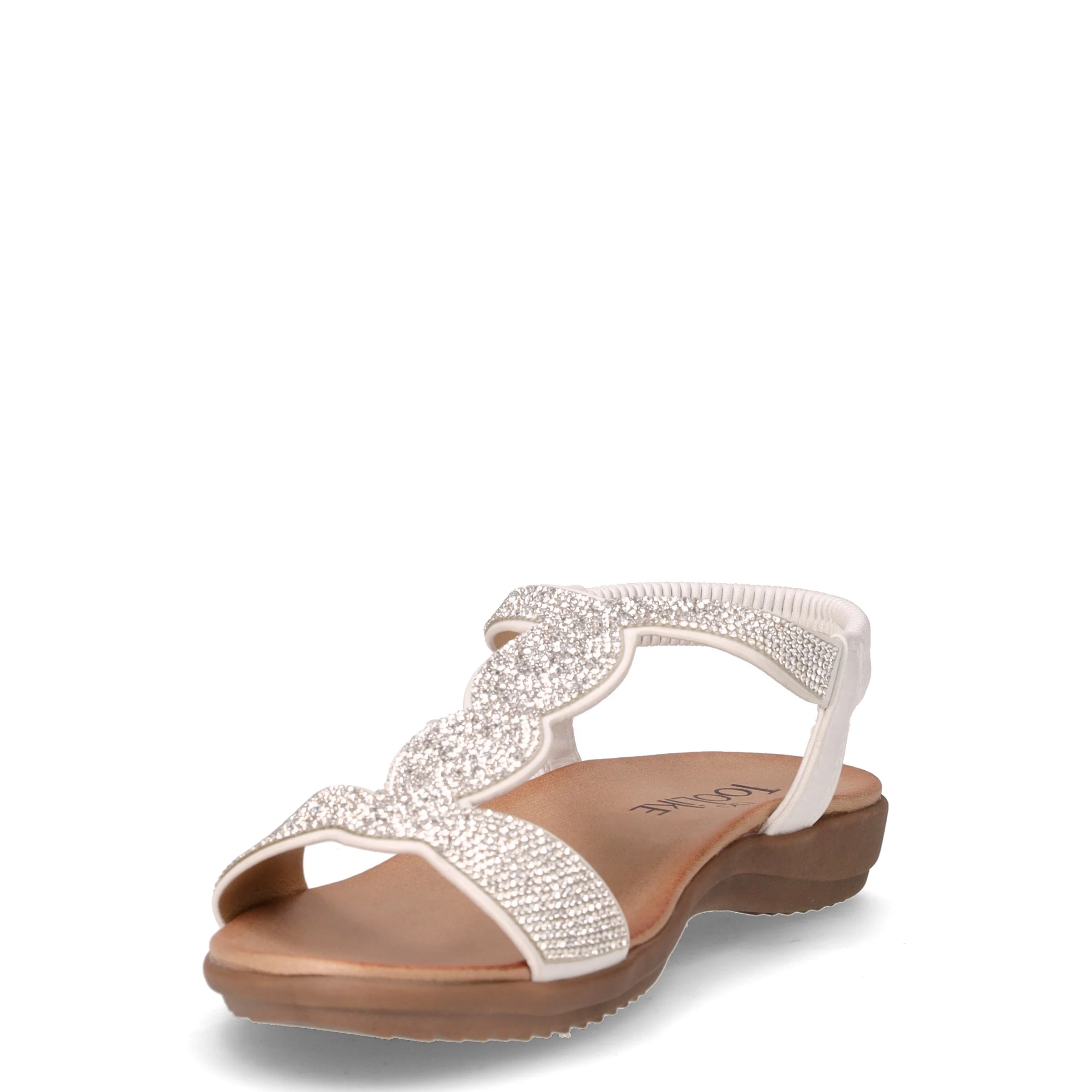 Sandalo in ecopelle con strass bianco - Image 3