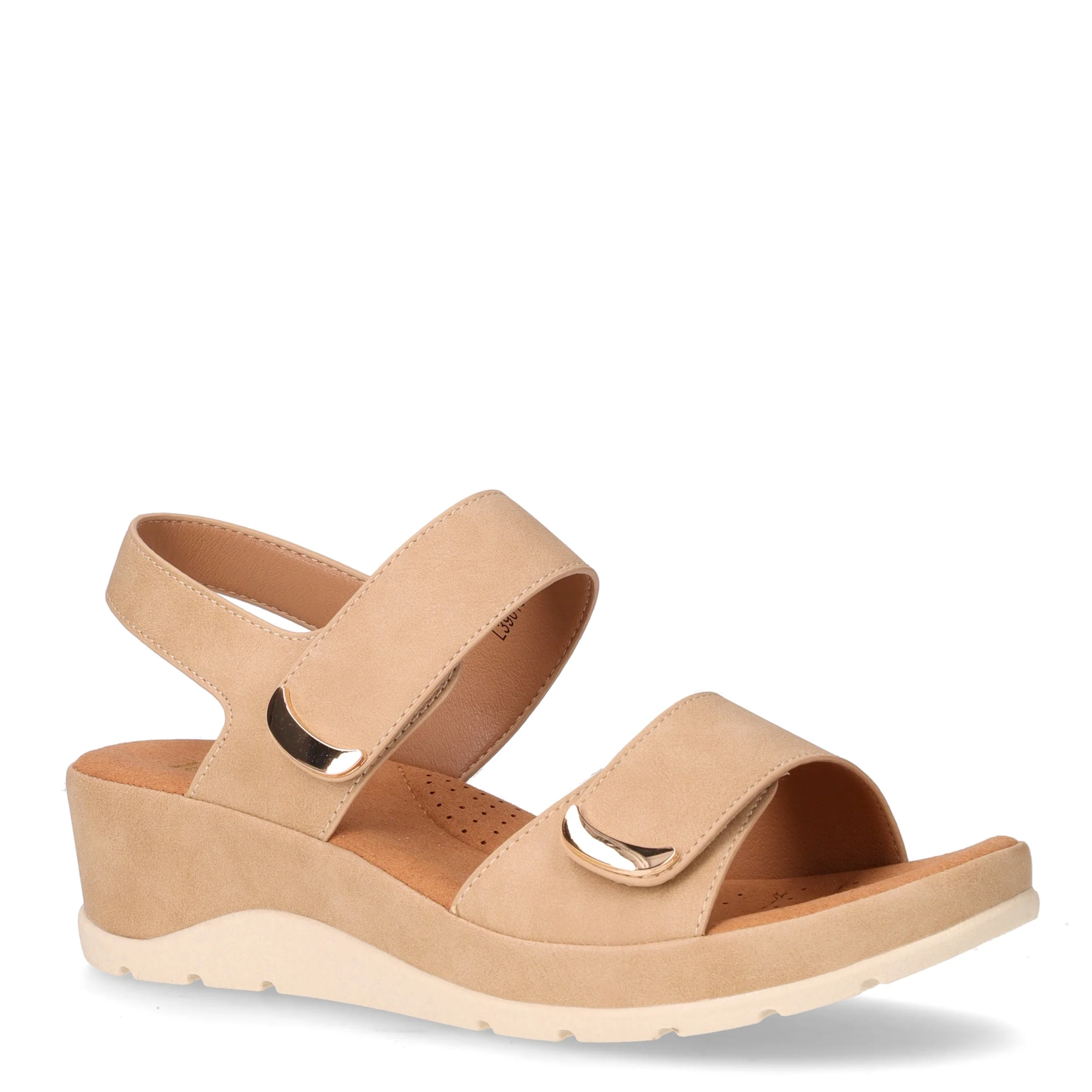 Sandalo in ecopelle con zeppa beige - Image 2