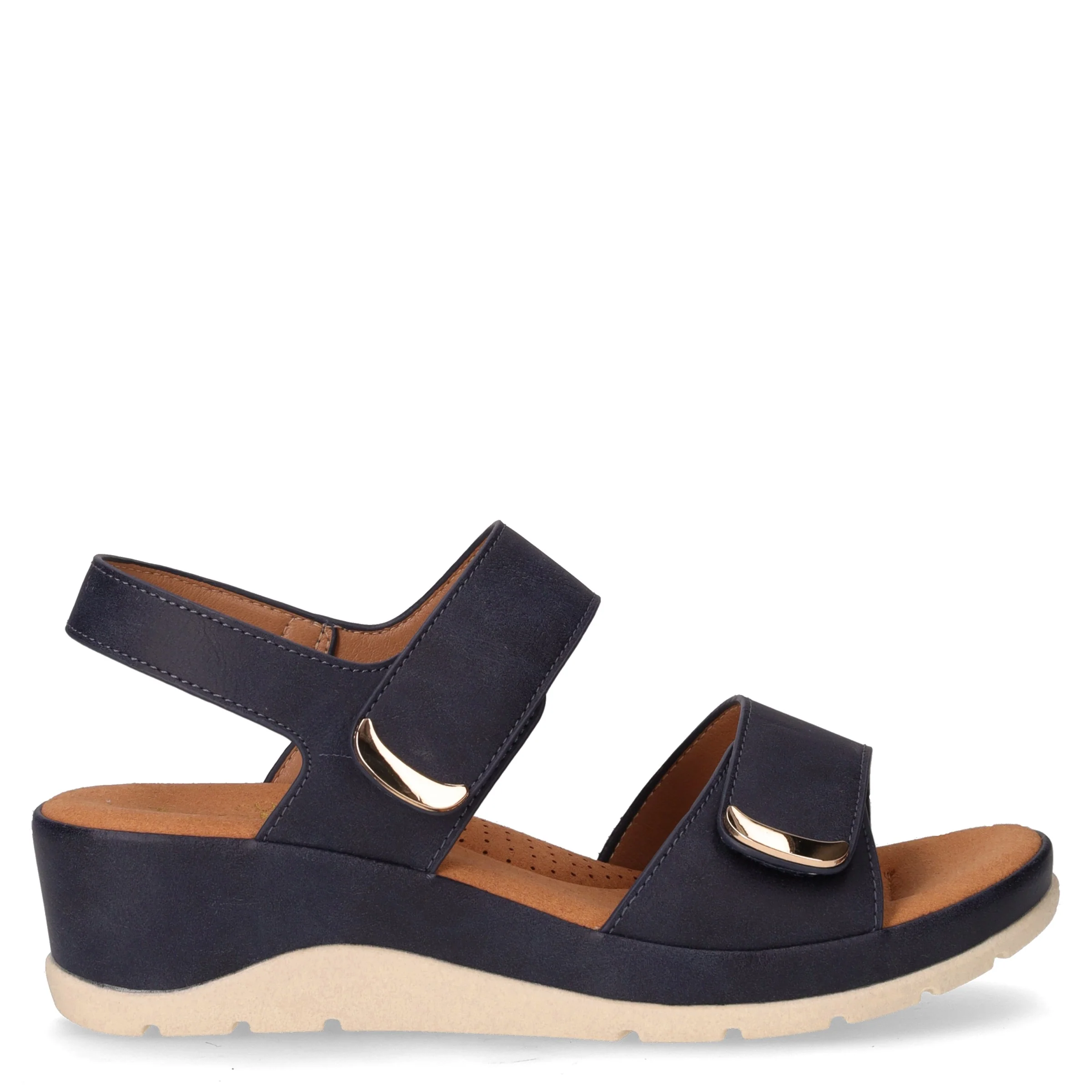 Sandalo in ecopelle con zeppa blu