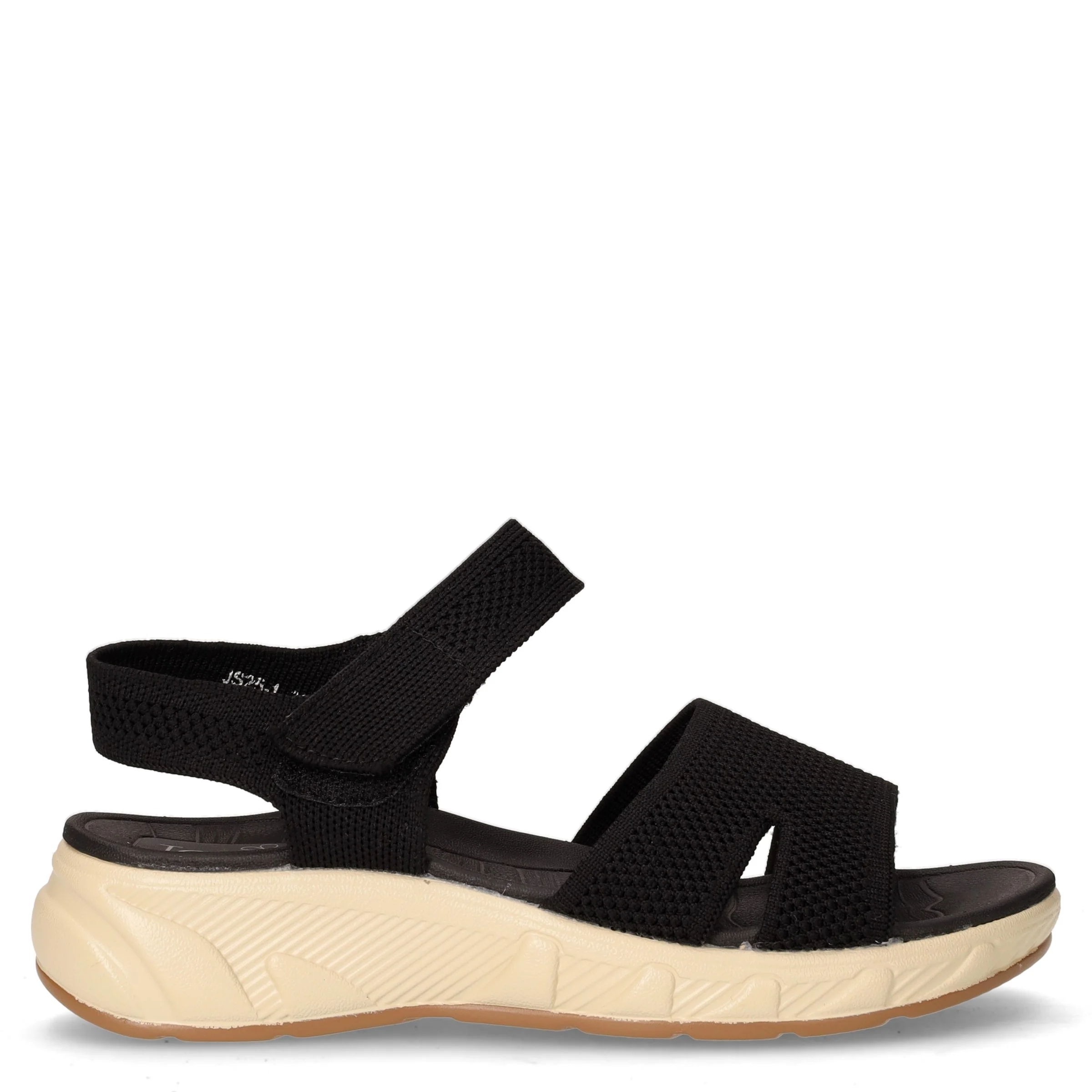 Sandalo in tessuto con strappo nero