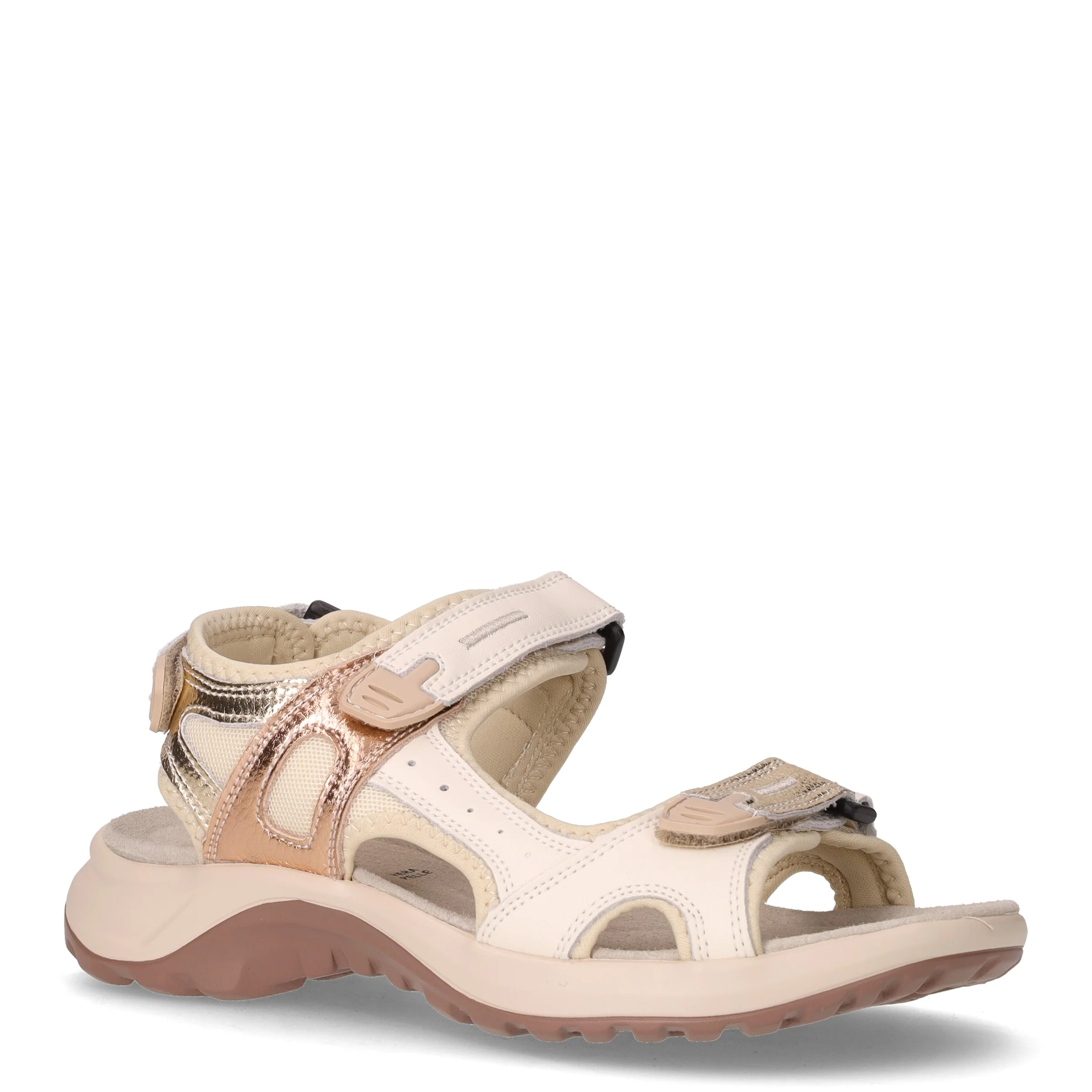 Sandalo sportivo in pelle e tessuto beige oro - Image 2