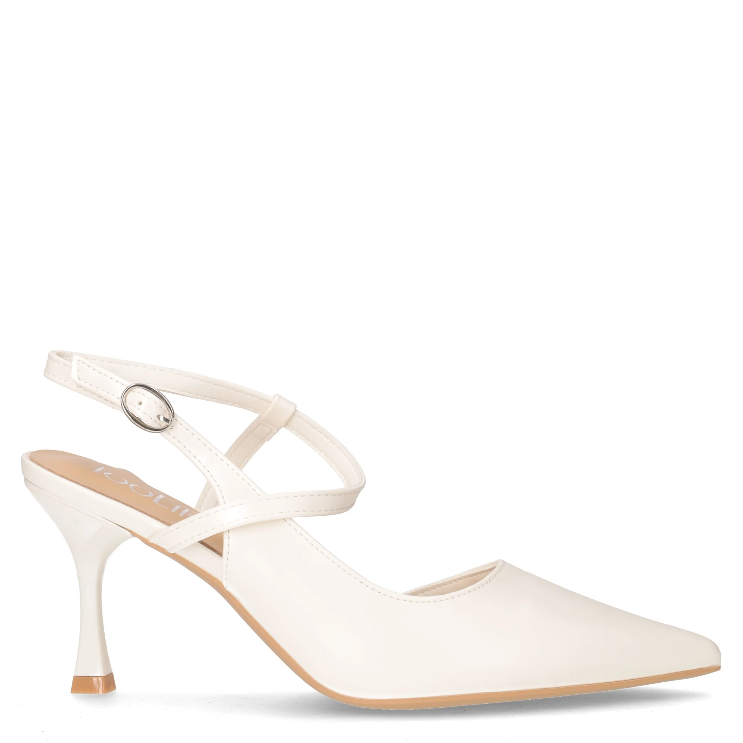 Slingback con tacco in ecopelle bianco