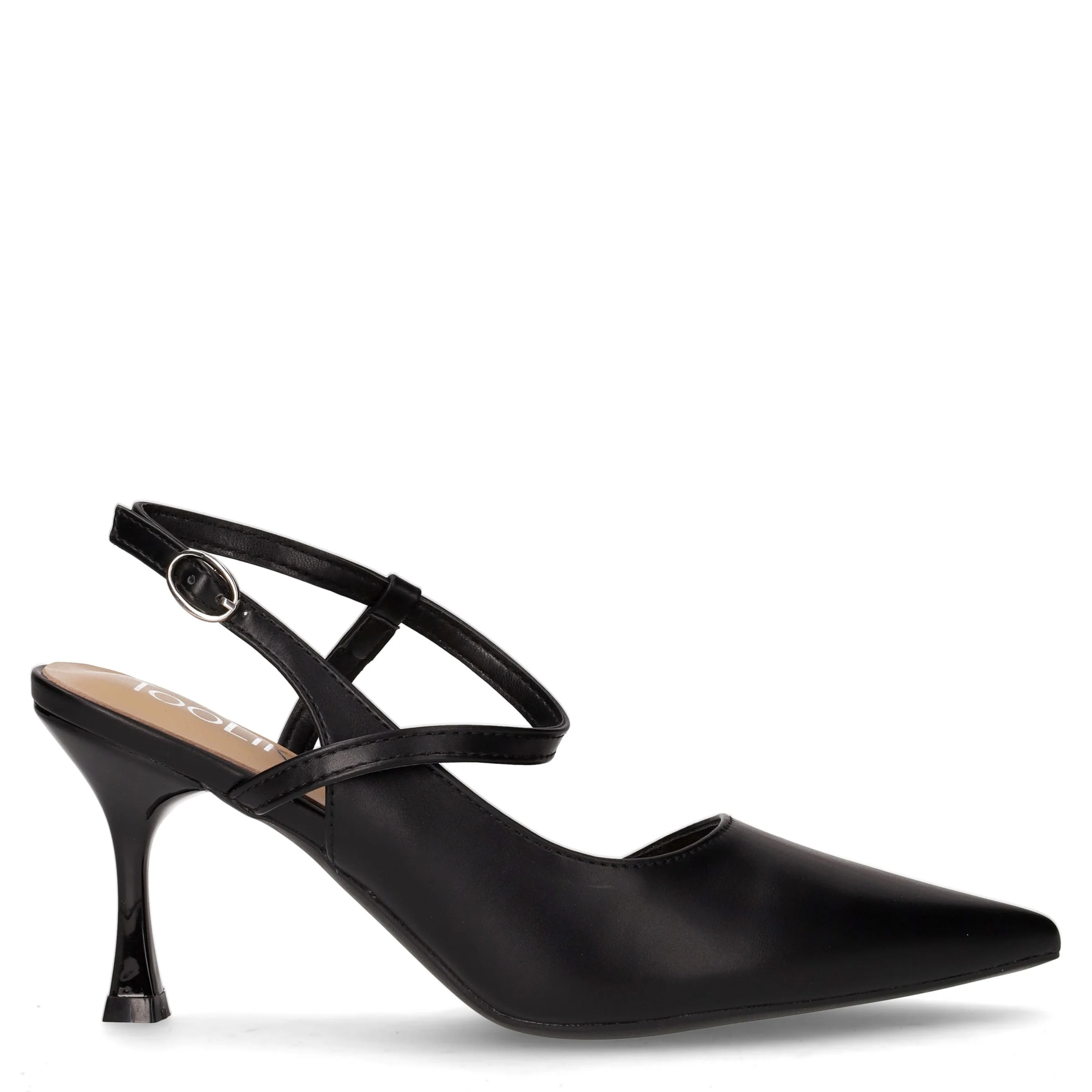 Slingback con tacco in ecopelle nero