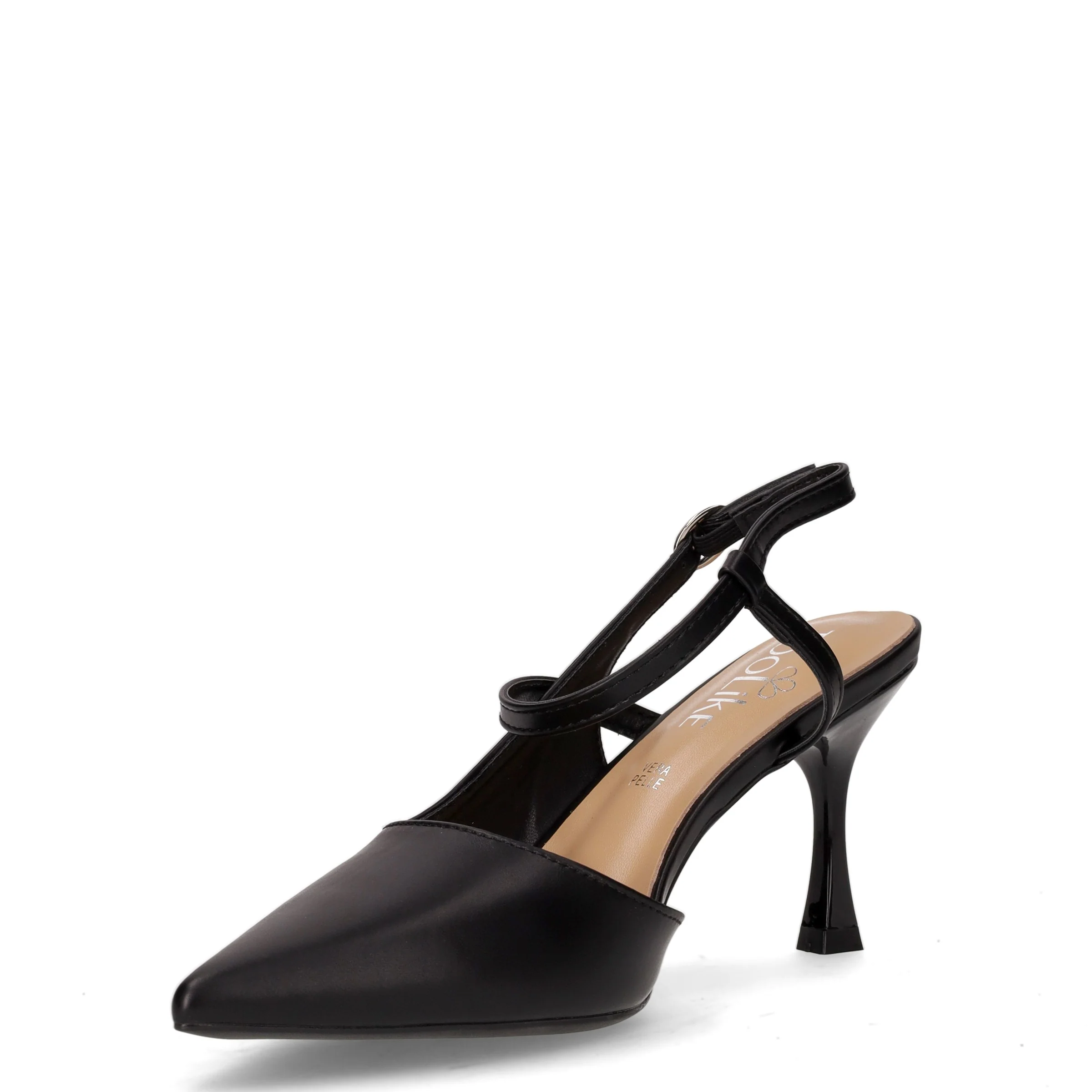 Slingback con tacco in ecopelle nero - Image 3