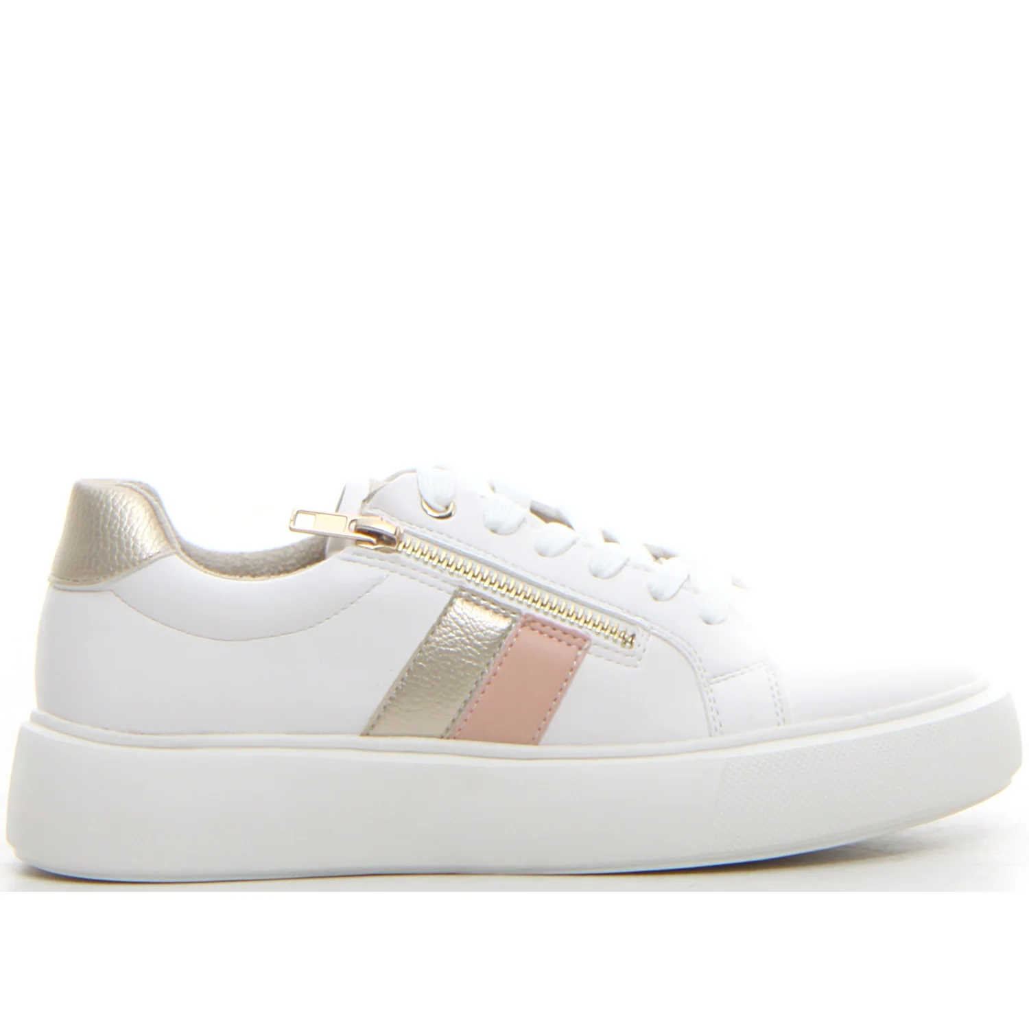 Sneaker con zip laterale white gold