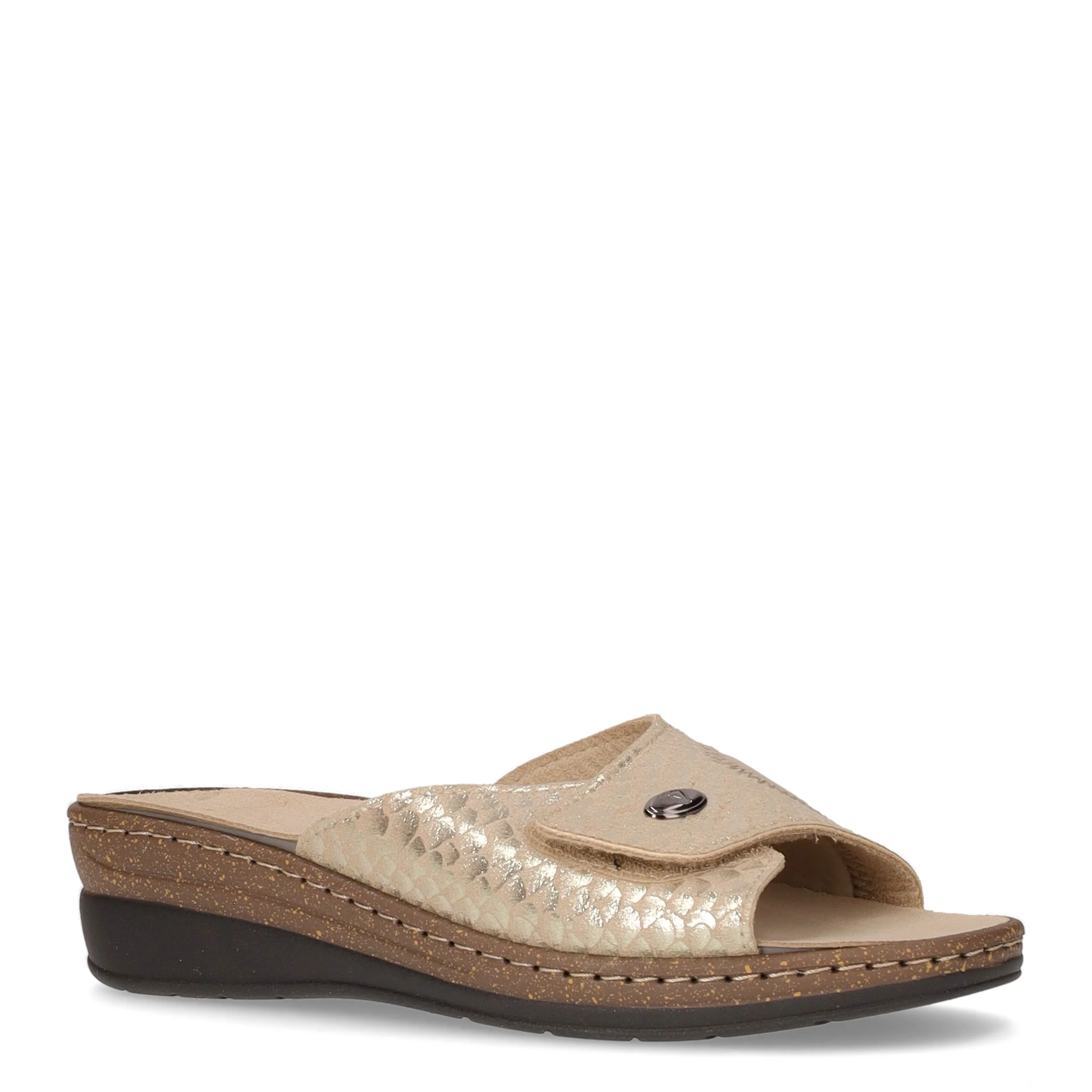 Ciabatta con zeppa in ecopelle beige - Image 2