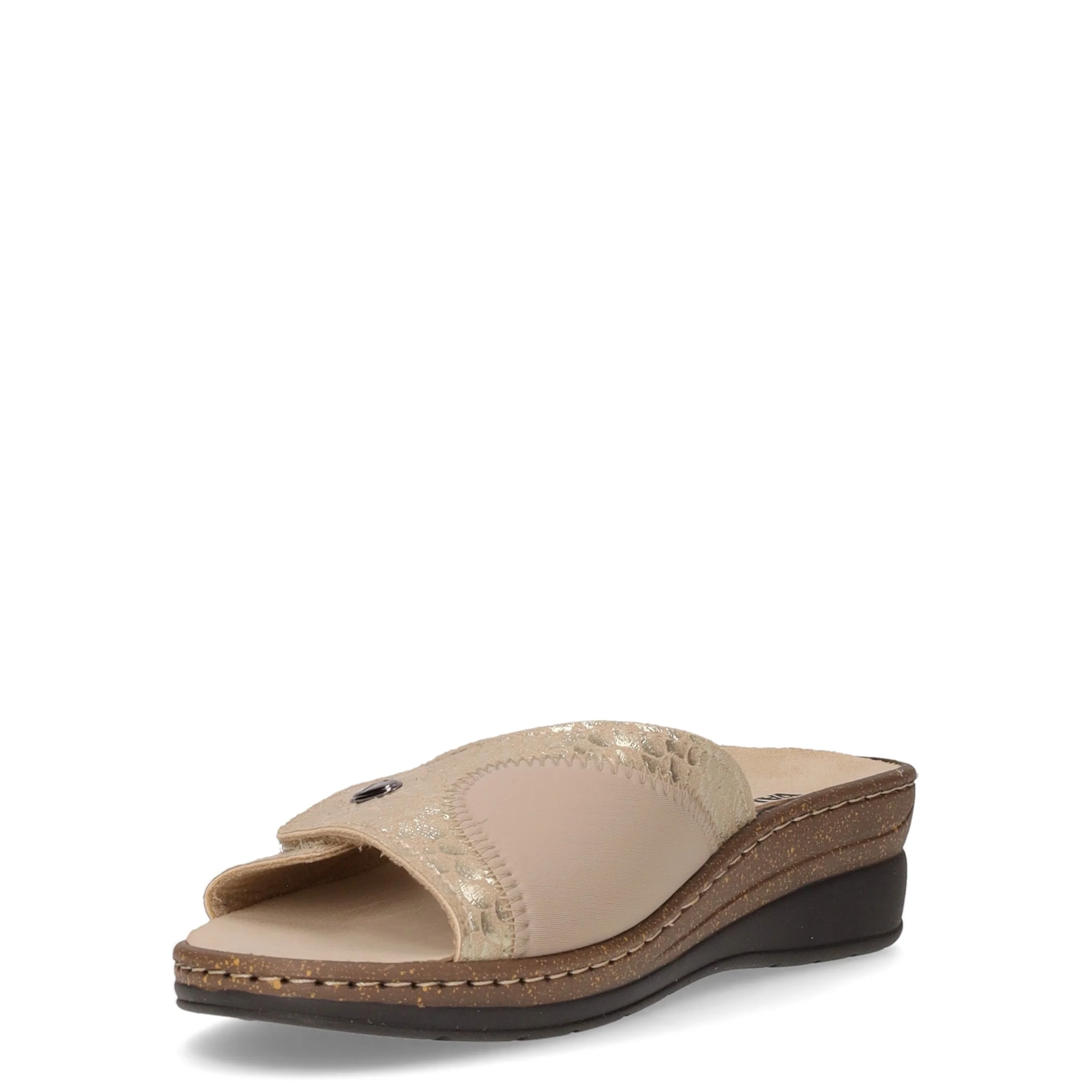 Ciabatta con zeppa in ecopelle beige - Image 3