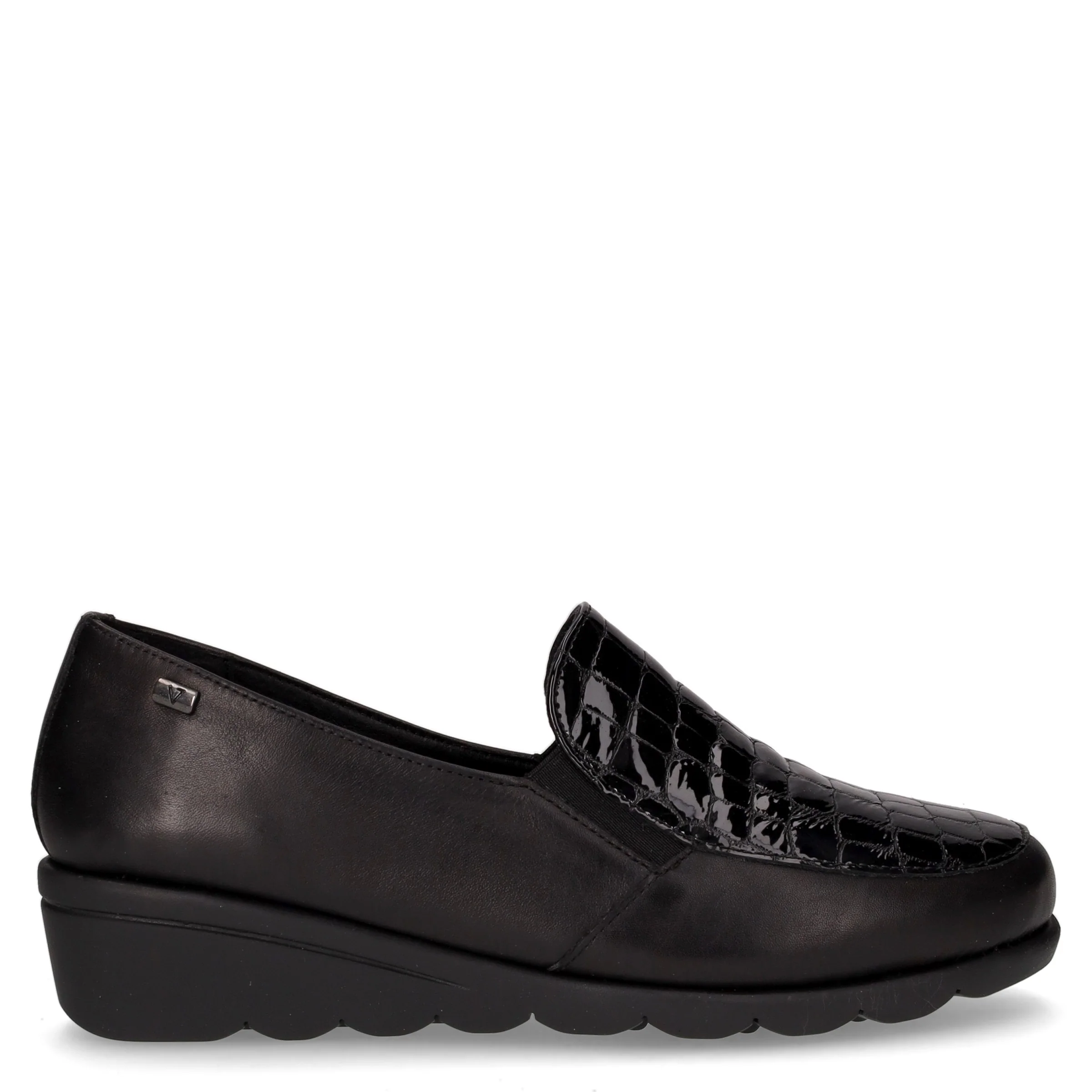 Mocassino in pelle con zeppa nero