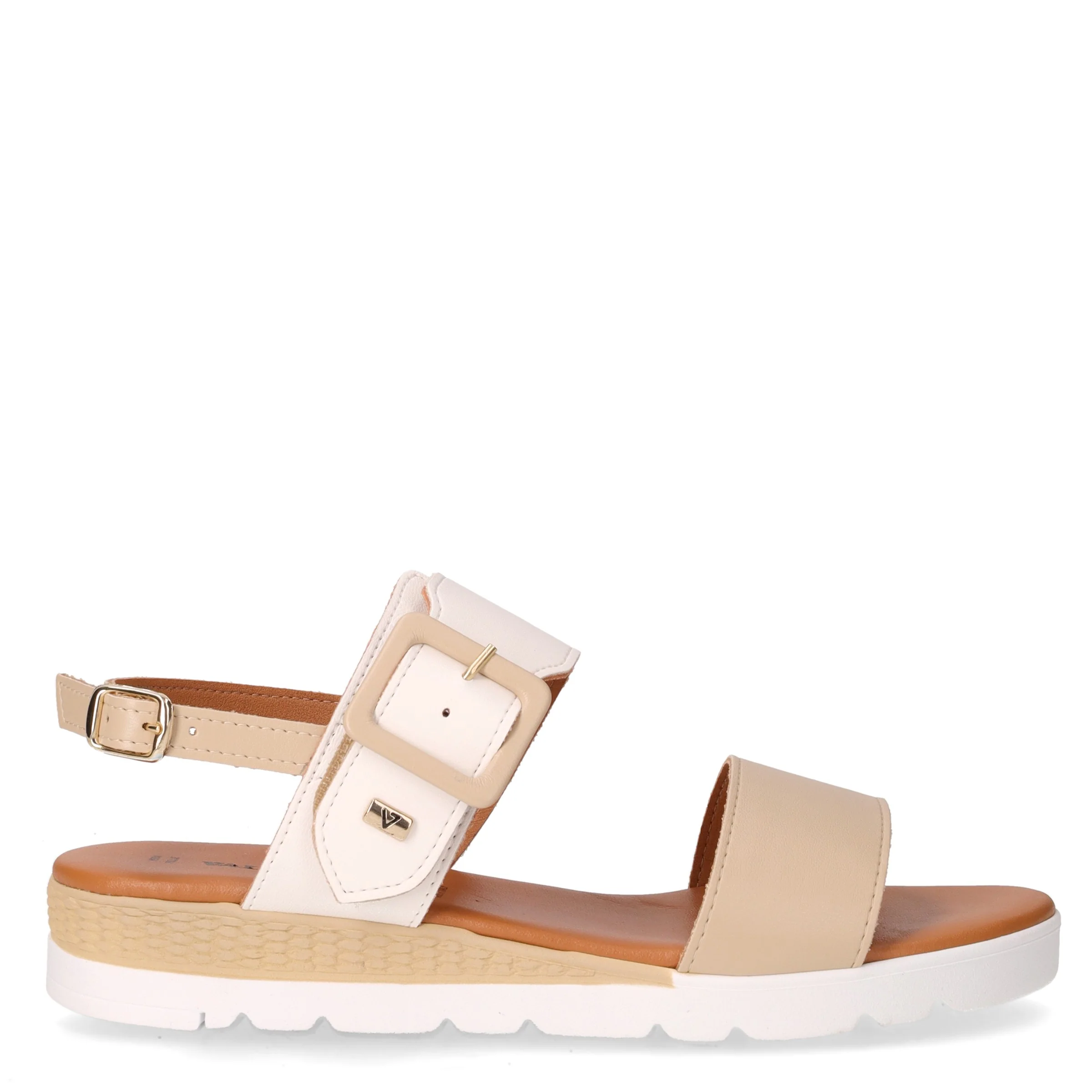Sandalo in ecopelle beige bianco