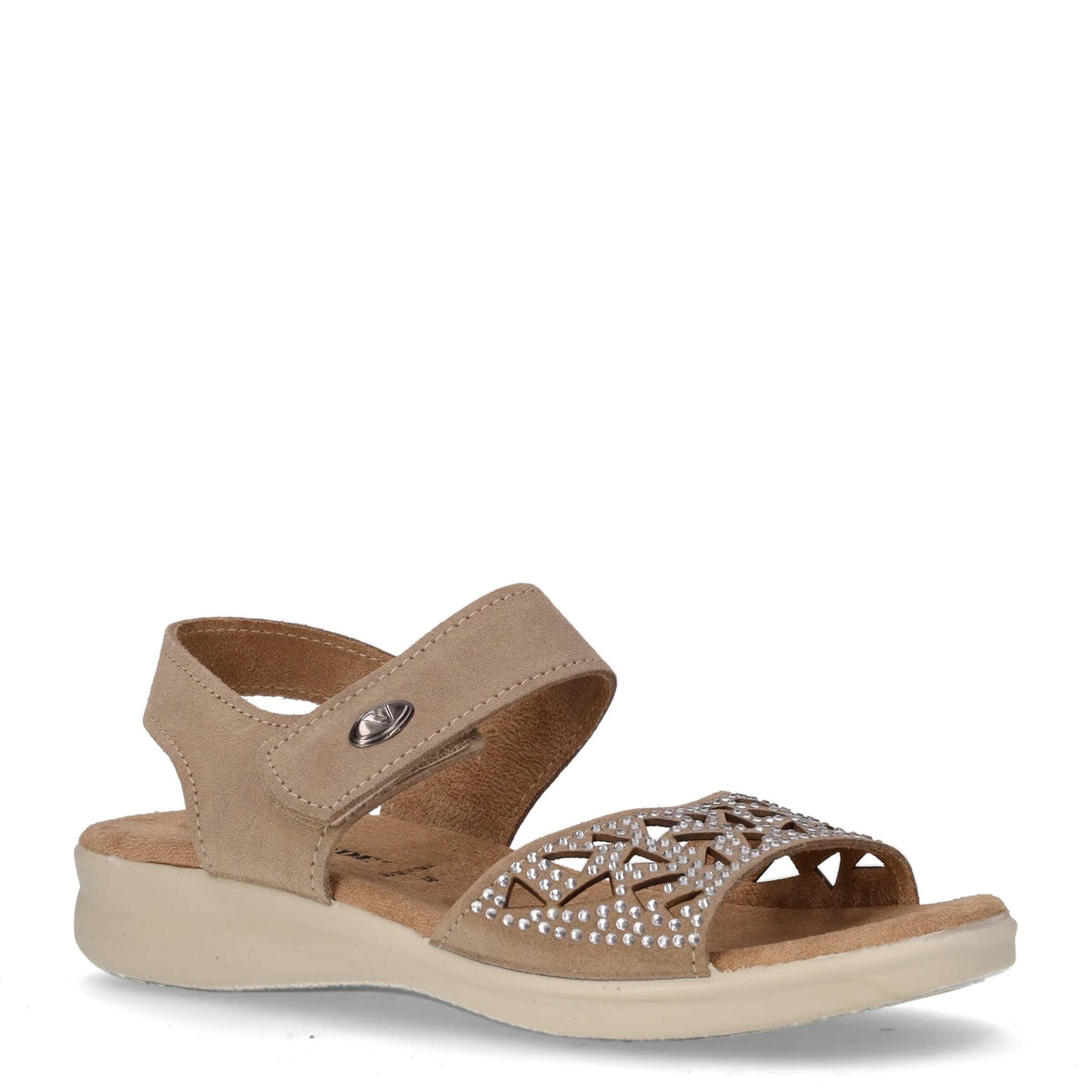 Sandalo in pelle con strass tortora - Image 2